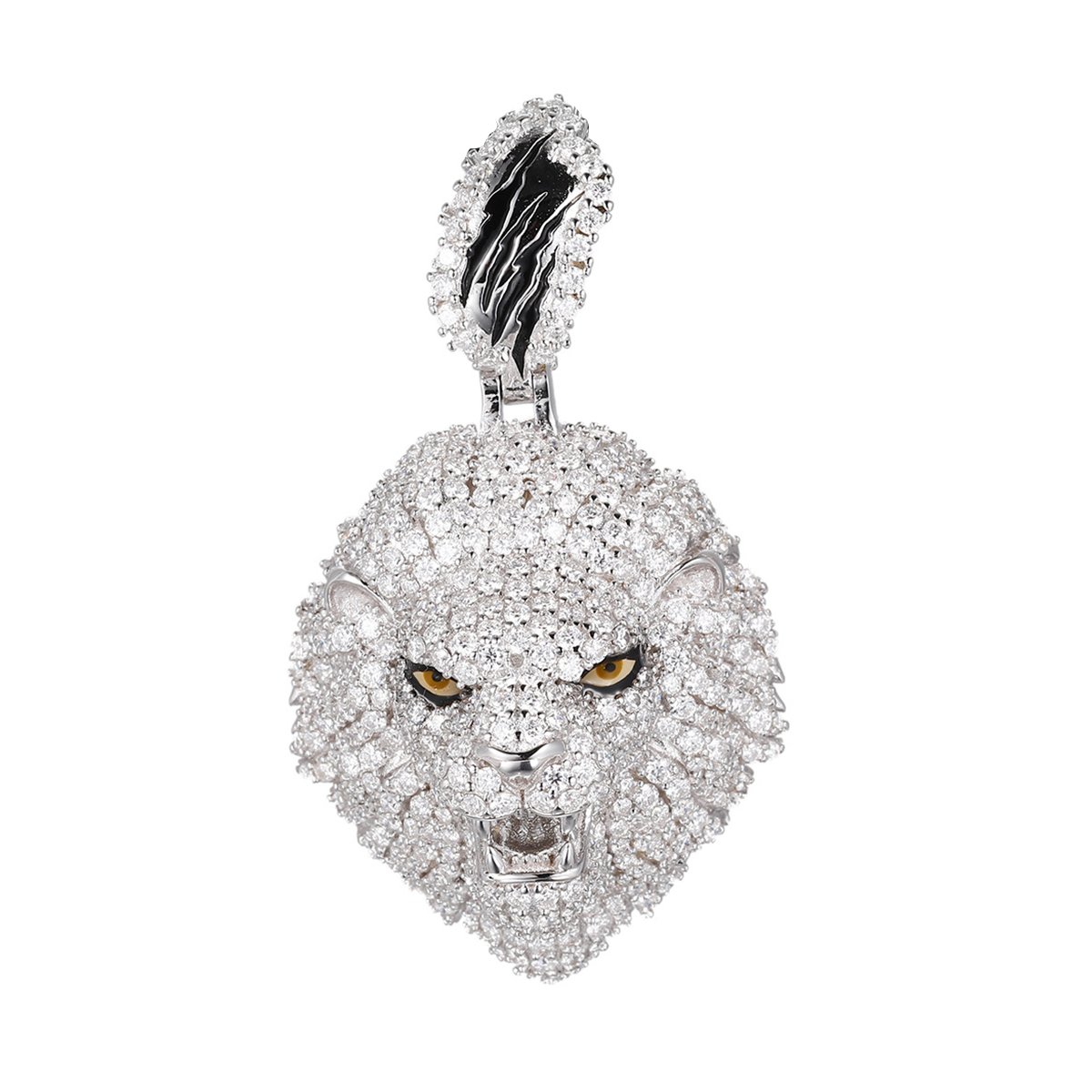Pavé Moissanite Lion Head Pendant – 6ct DEW