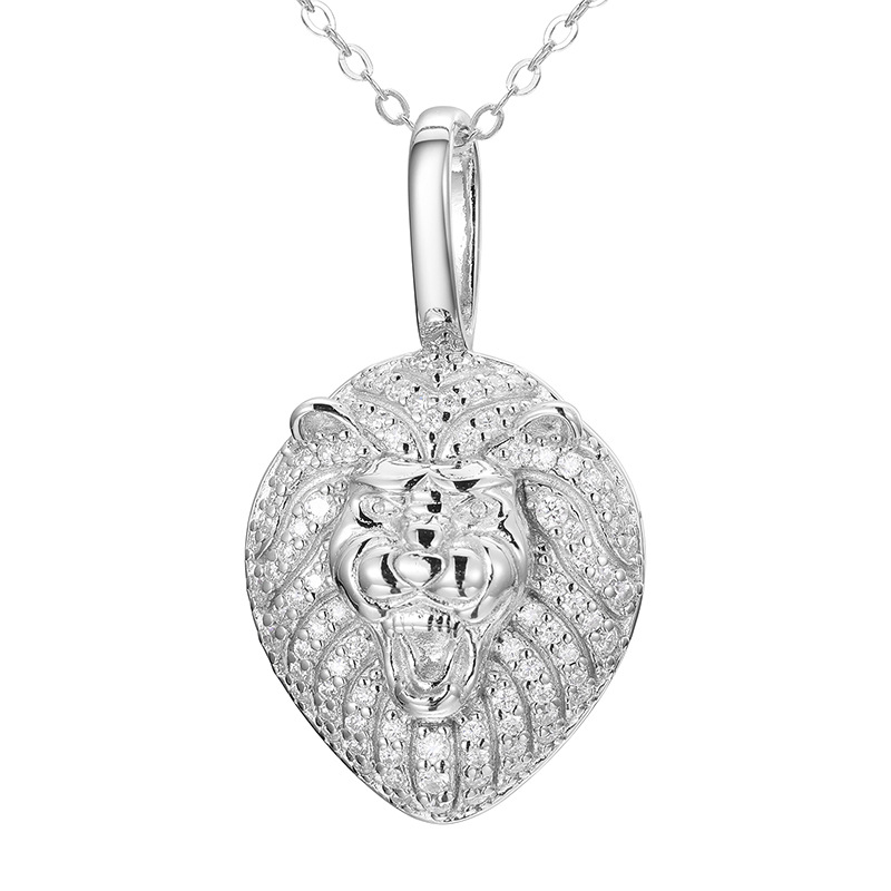 Pavé Moissanite Mini Lion Head Pendant – 0.6ct DEW