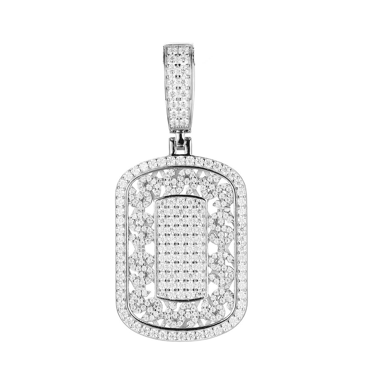 Pavé Moissanite Dog Tag Pendant – 2.3ct DEW