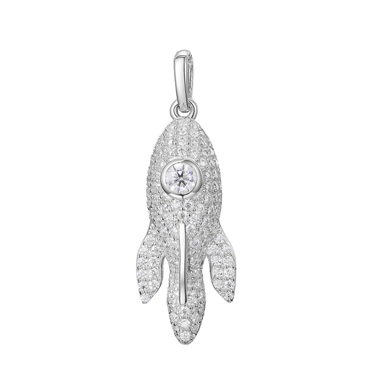 Pavé Moissanite Rocket Pendant – 1.05ct DEW