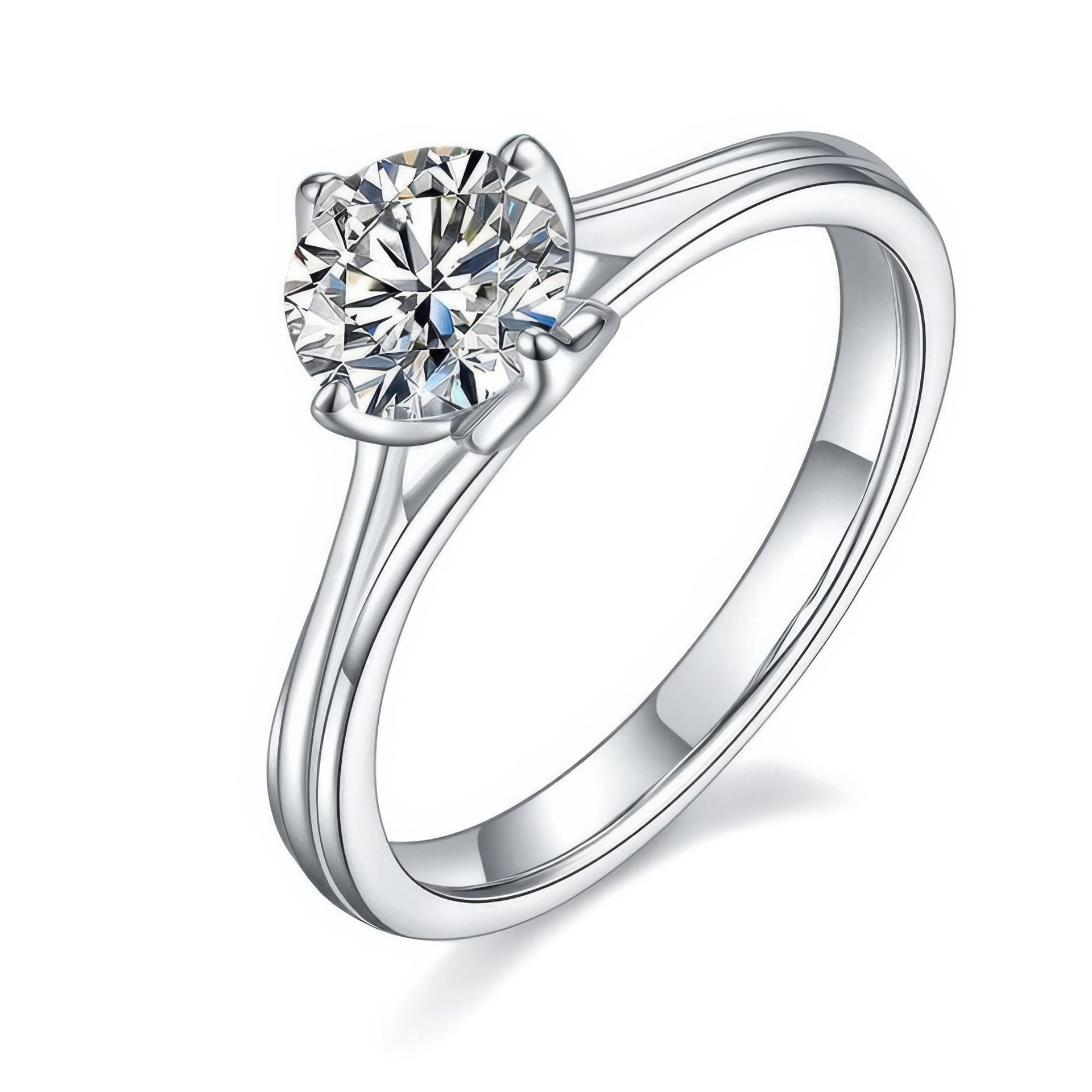 Round Moissanite Solitaire Ring – 1ct DEW (6.5mm) 925 Silver
