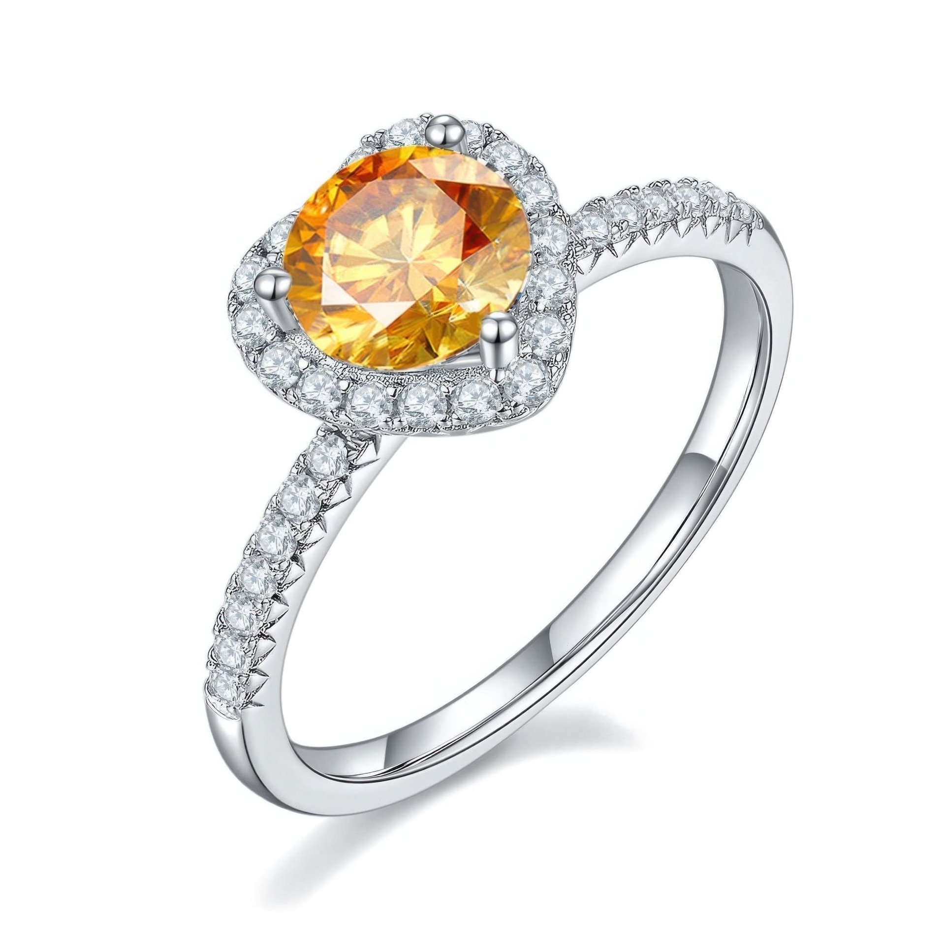 Moissanite Heart Halo Ring | 1ct DEW Round Center | Pave Heart Surround in 925 Silver - Image 9