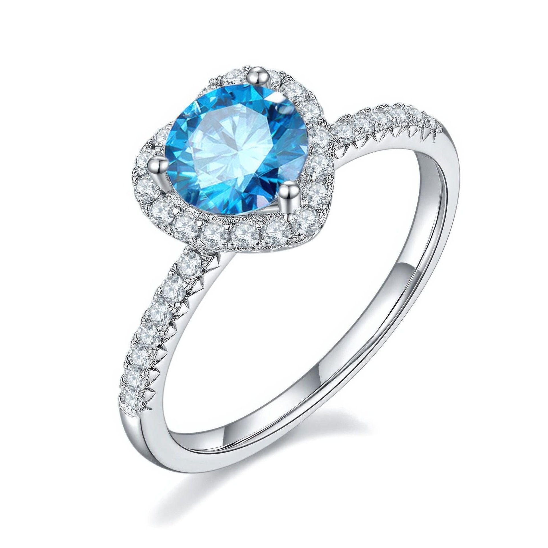 Moissanite Heart Halo Ring | 1ct DEW Round Center | Pave Heart Surround in 925 Silver - Image 10