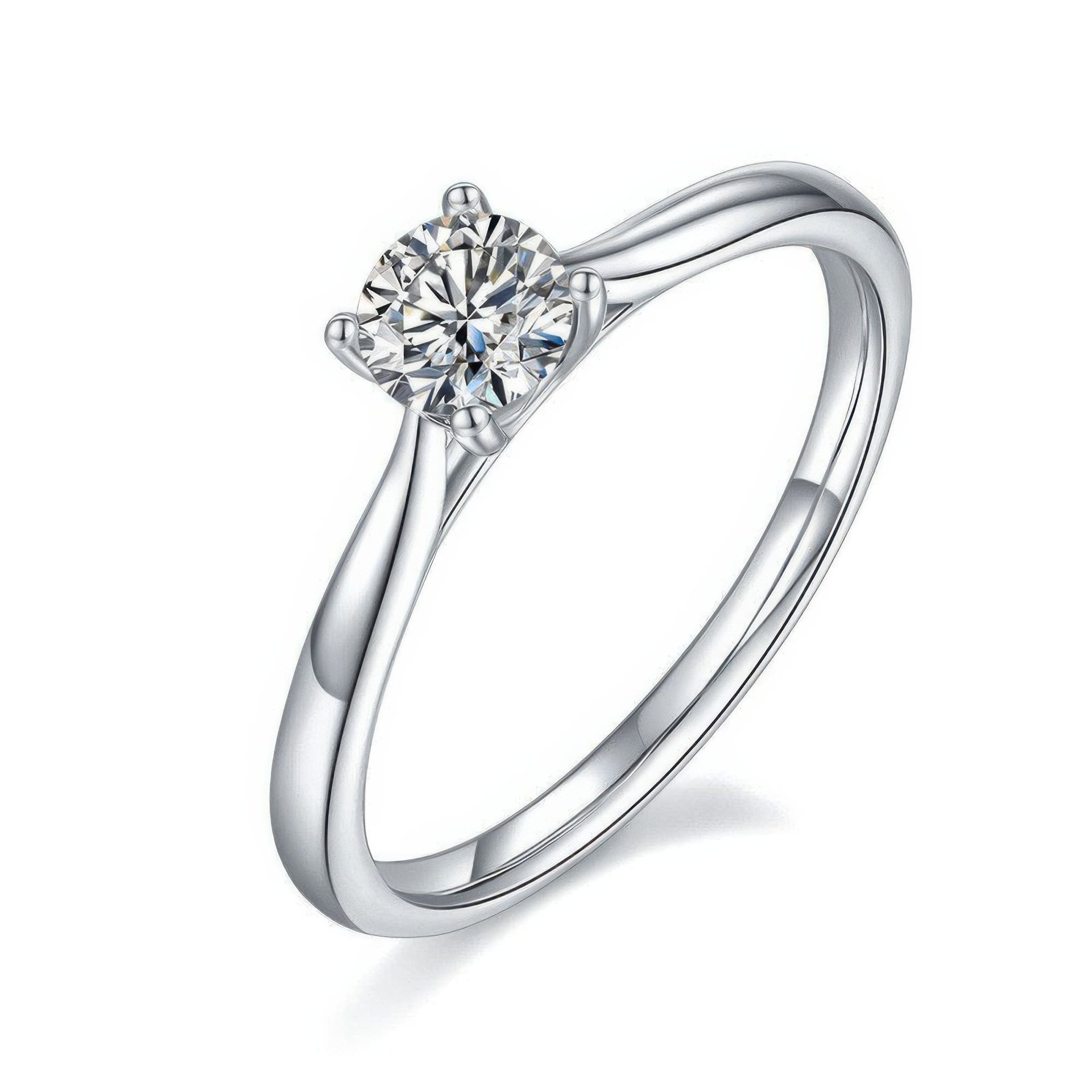 4-Prong Round Moissanite Solitaire Engagement Ring | 0.5ct DEW (5mm) | 925 Sterling Silver