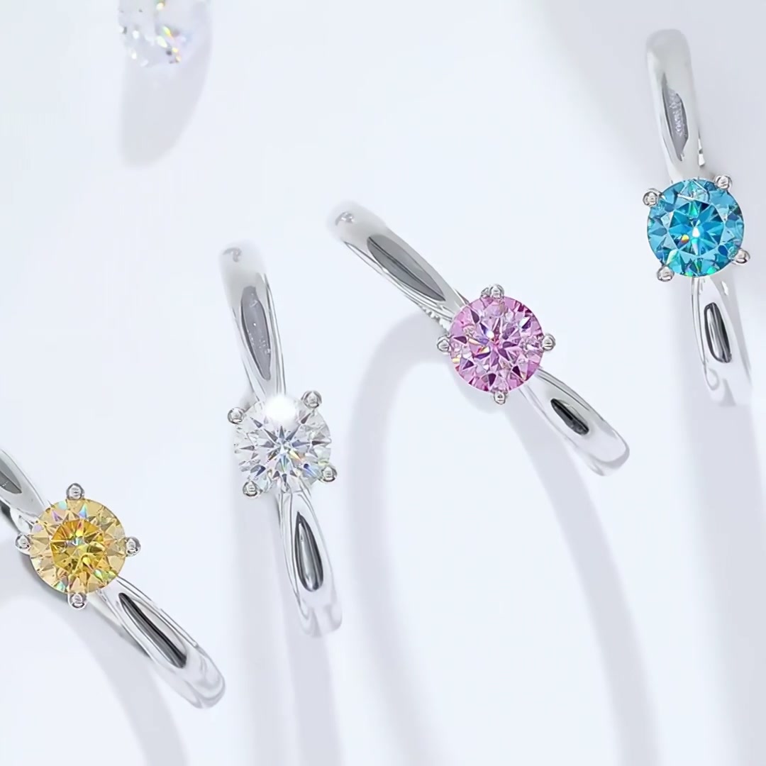 4-Prong Round Moissanite Solitaire Engagement Ring | 0.5ct DEW (5mm) | 925 Sterling Silver product video thumbnail