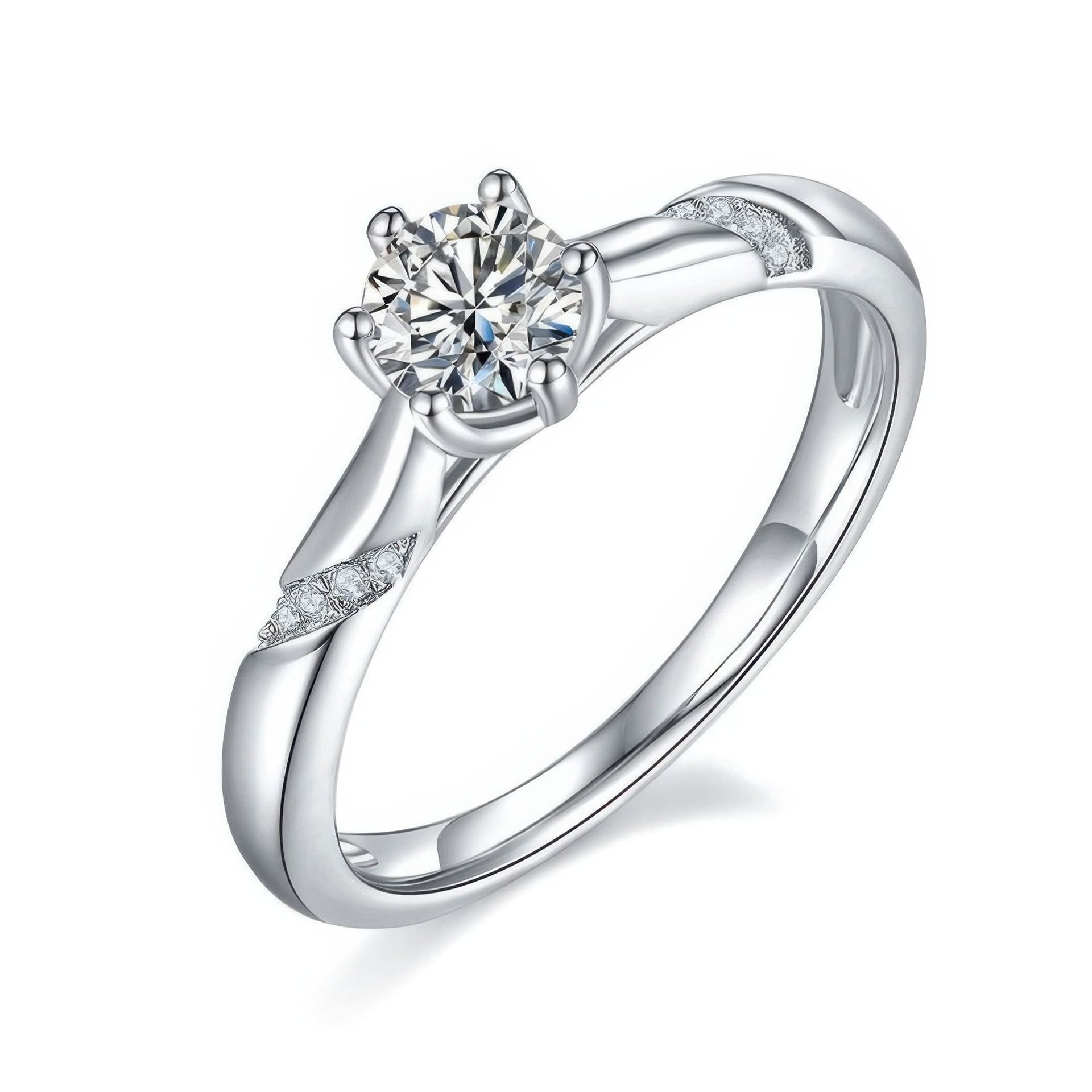 0.5ct Round Brilliant Cut Moissanite Solitaire Ring | 6-Prong | 925 Sterling Silver