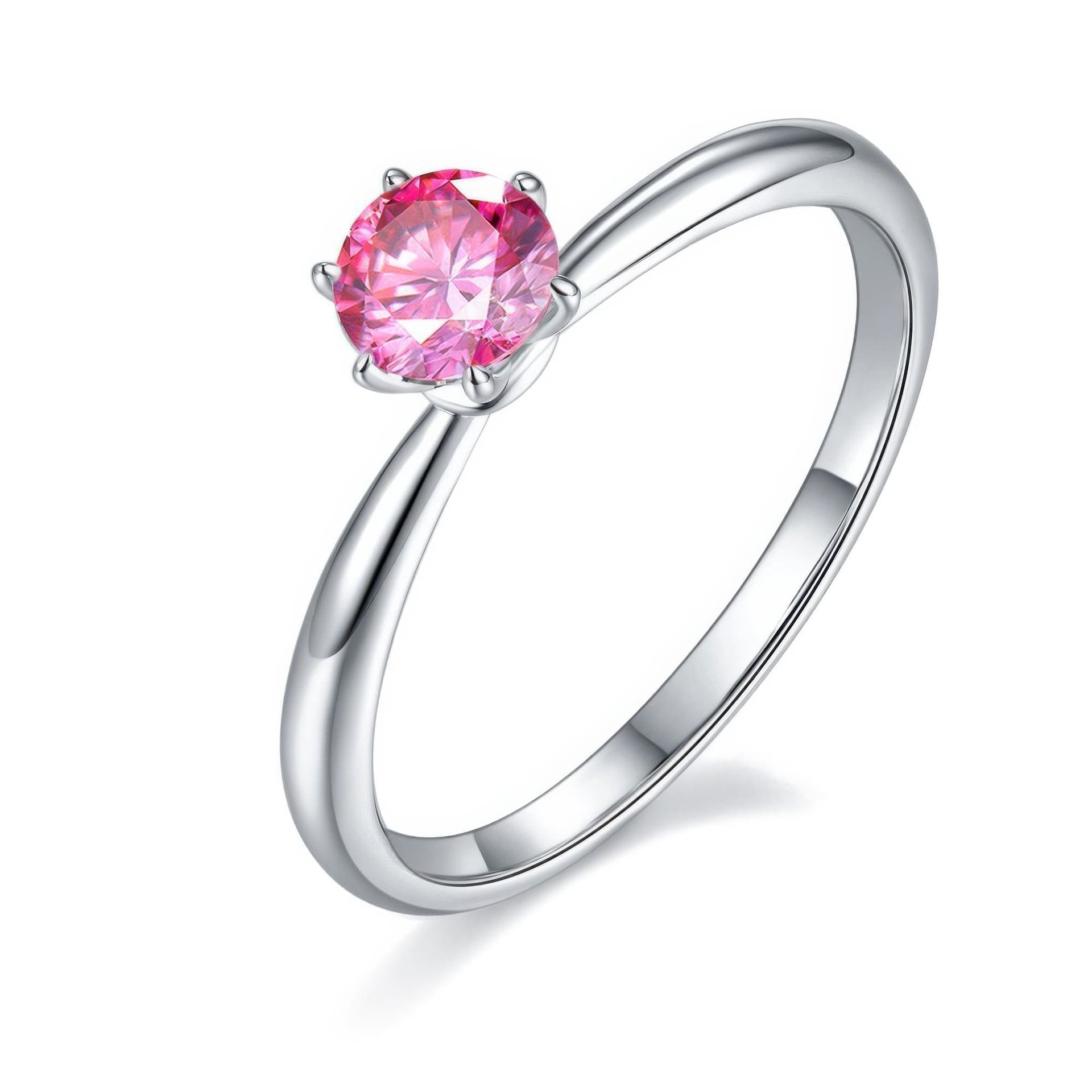 0.5ct Round Cut Moissanite Solitaire Ring | 5mm DEW | Six-Prong 925 Sterling Silver - Image 4