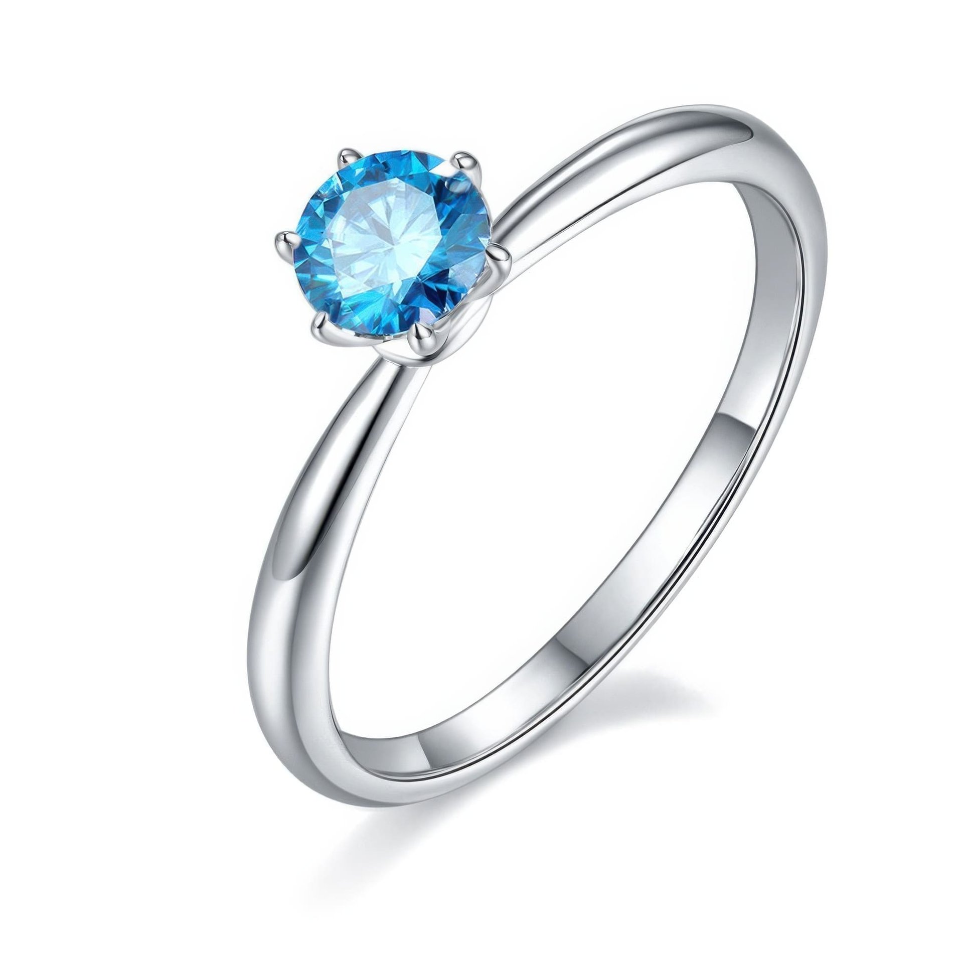 0.5ct Round Cut Moissanite Solitaire Ring | 5mm DEW | Six-Prong 925 Sterling Silver - Image 6