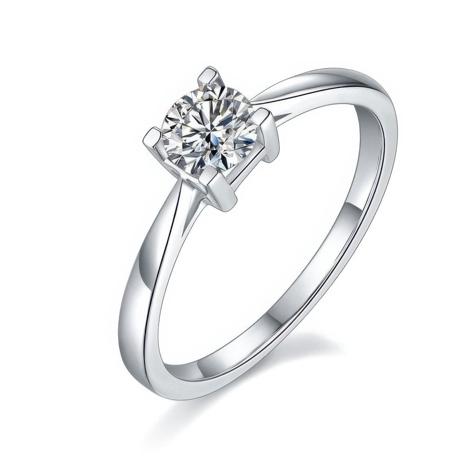 Classic Round Solitaire Moissanite Ring | 0.5ct DEW | 925 Sterling Silver