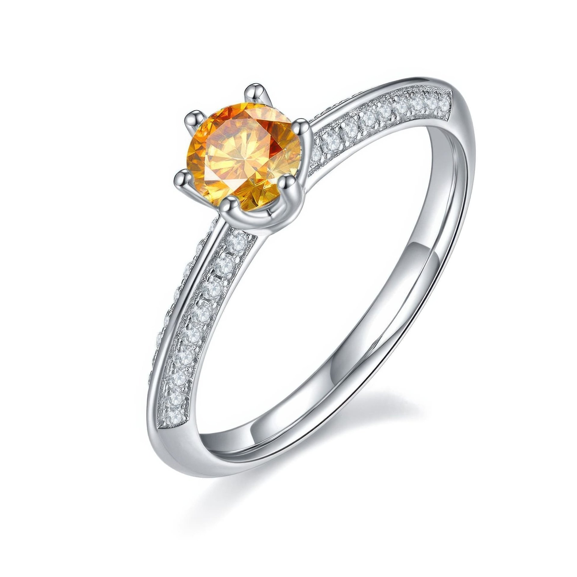 0.5ct Round Solitaire Moissanite Engagement Ring (5mm DEW) | 6-Prong Pavé Band | 925 Sterling Silver - Image 4