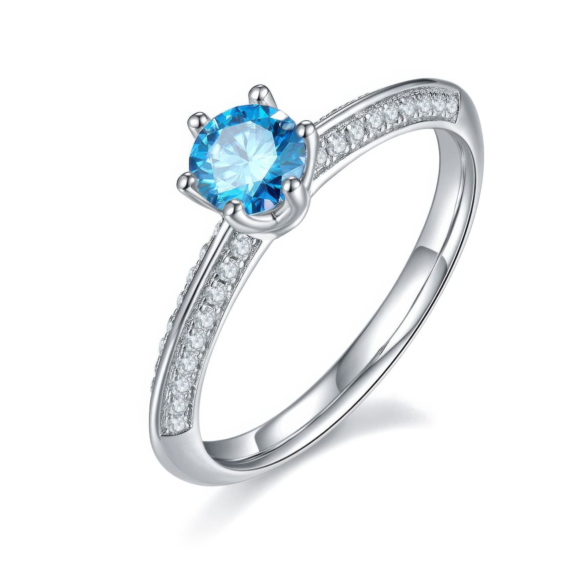 0.5ct Round Solitaire Moissanite Engagement Ring (5mm DEW) | 6-Prong Pavé Band | 925 Sterling Silver - Image 5