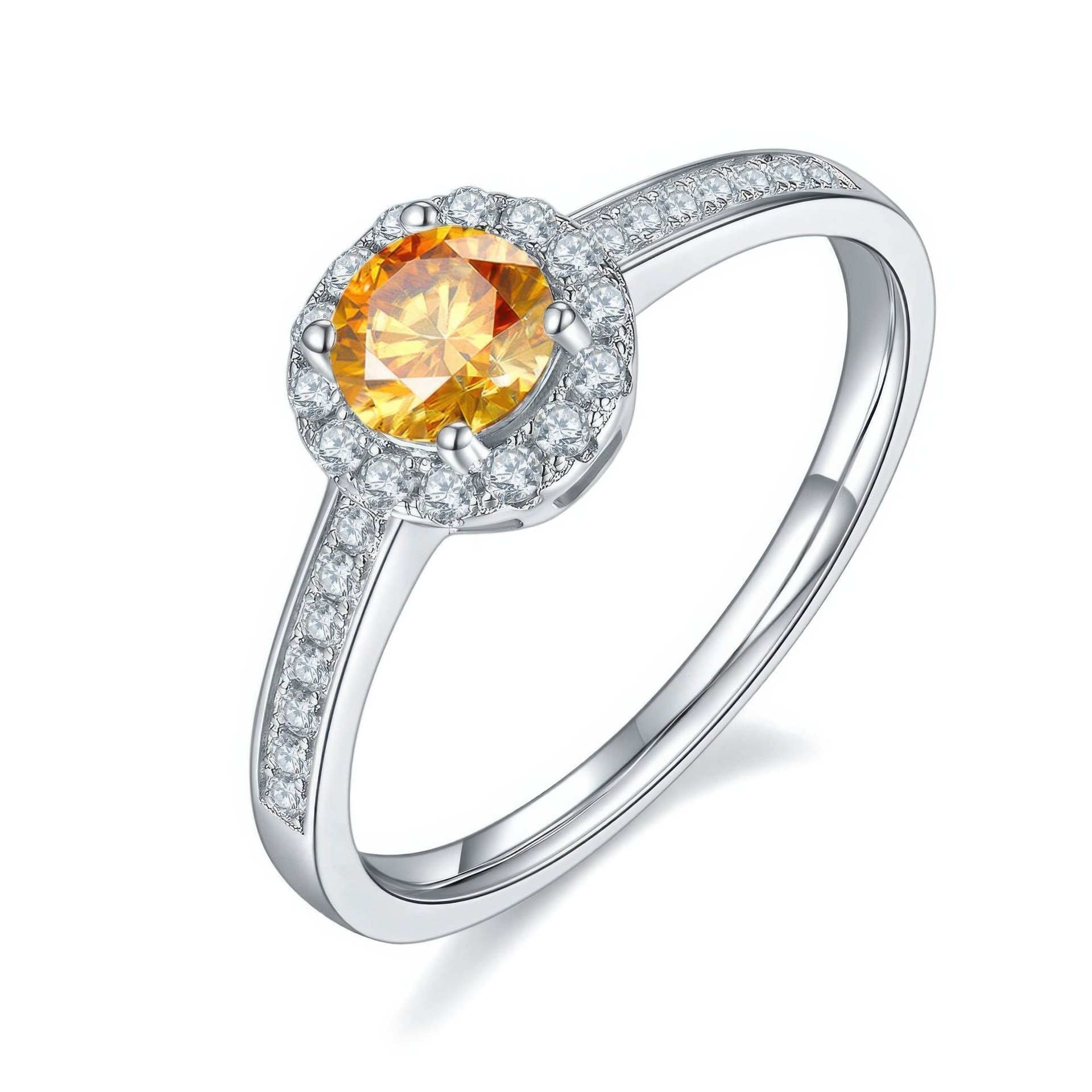 Round Cut Moissanite Halo Ring | 0.5ct DEW 5mm Pavé Band 925 Sterling Silver - Image 5