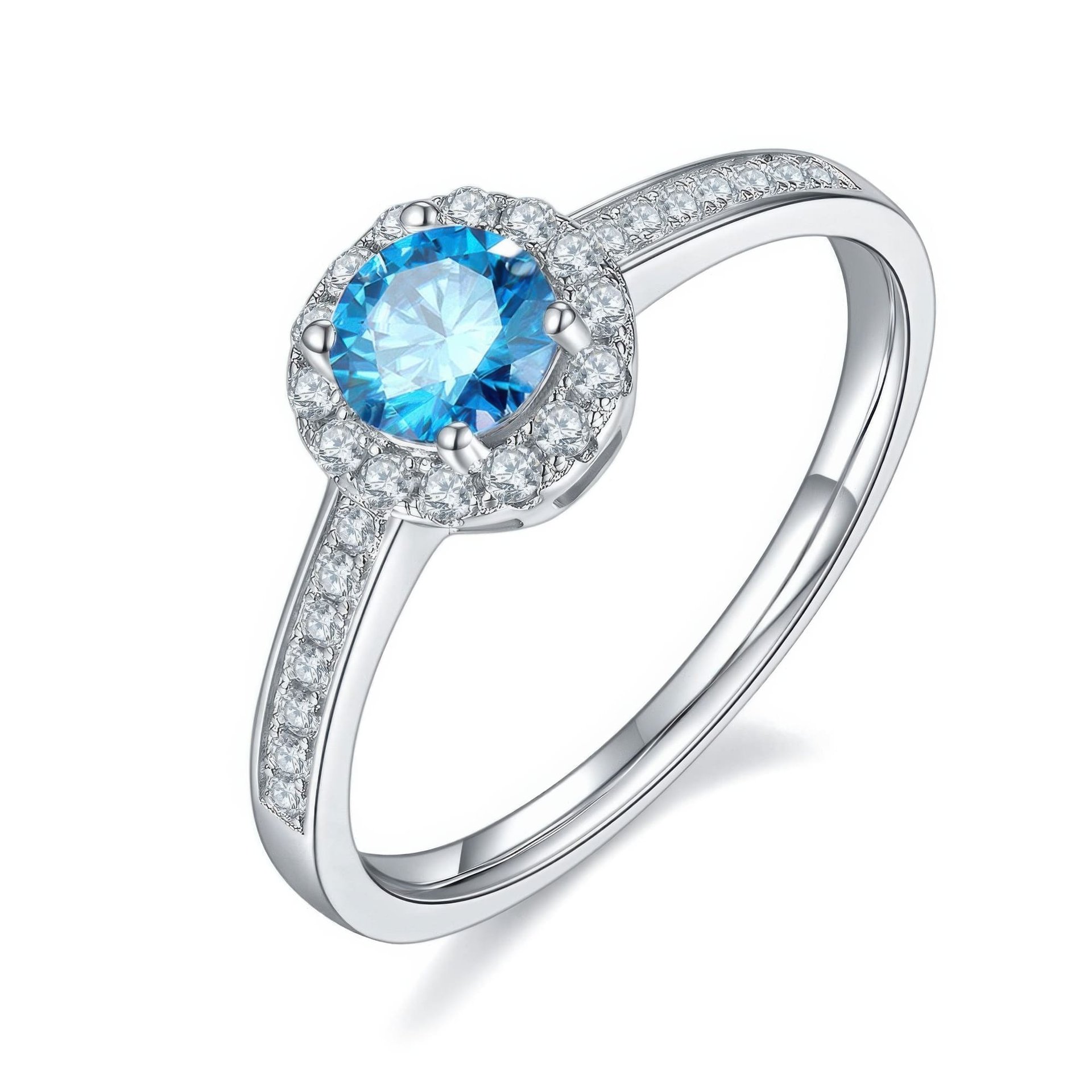Round Cut Moissanite Halo Ring | 0.5ct DEW 5mm Pavé Band 925 Sterling Silver - Image 6