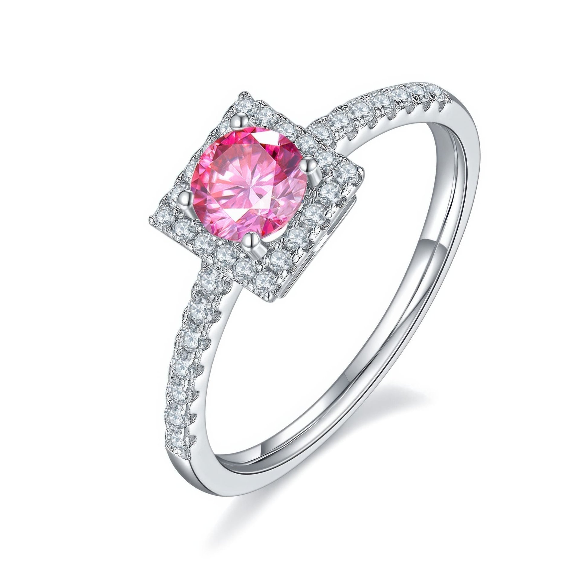 Round Moissanite Square Halo Ring | 925 Sterling Silver | 0.5ct DEW 5mm - Image 3