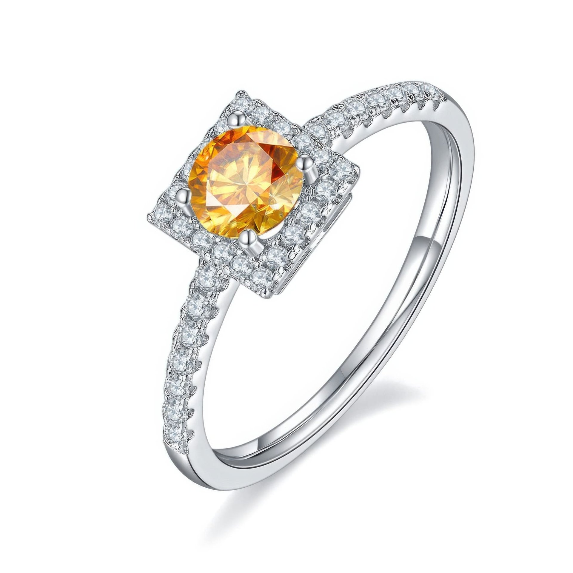Round Moissanite Square Halo Ring | 925 Sterling Silver | 0.5ct DEW 5mm - Image 4