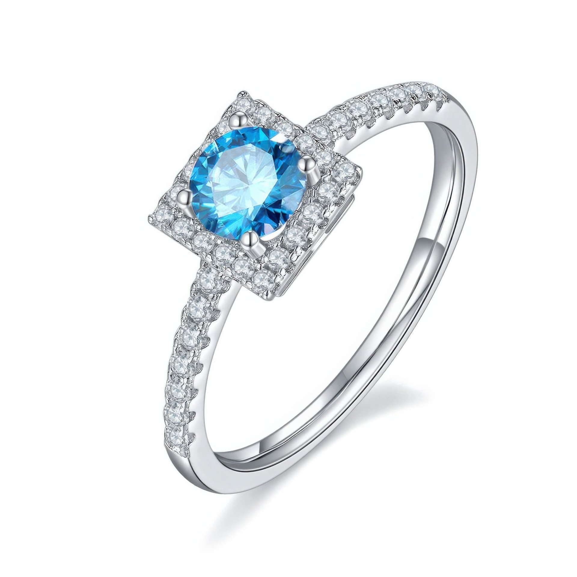 Round Moissanite Square Halo Ring | 925 Sterling Silver | 0.5ct DEW 5mm - Image 5