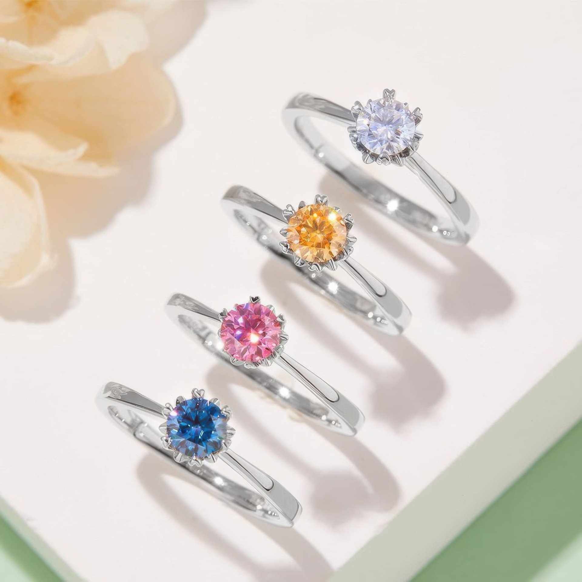 Moissanite Solitaire Ring | Round Brilliant Six-Prong | 925 Sterling Silver - Image 2
