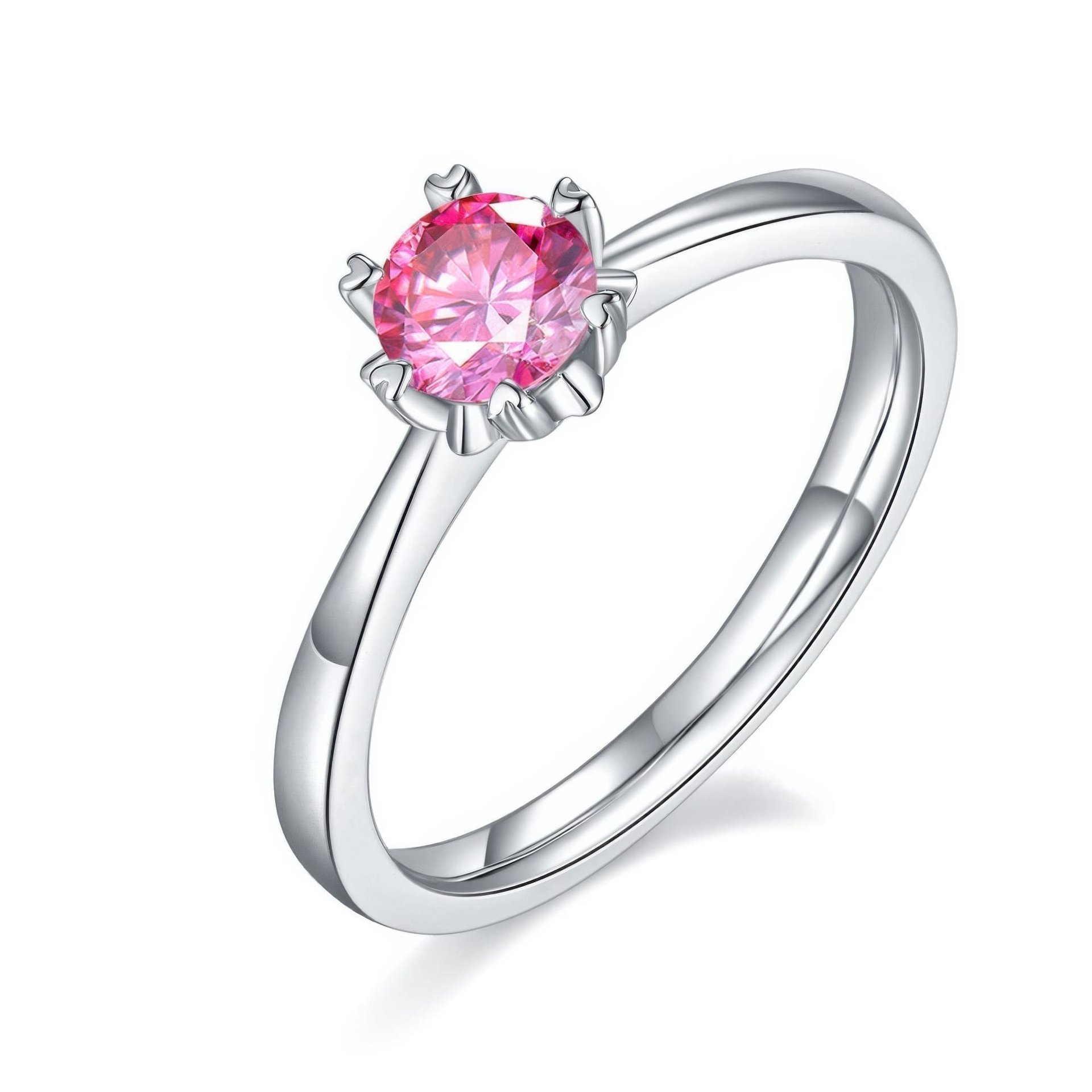 Moissanite Solitaire Ring | Round Brilliant Six-Prong | 925 Sterling Silver - Image 3