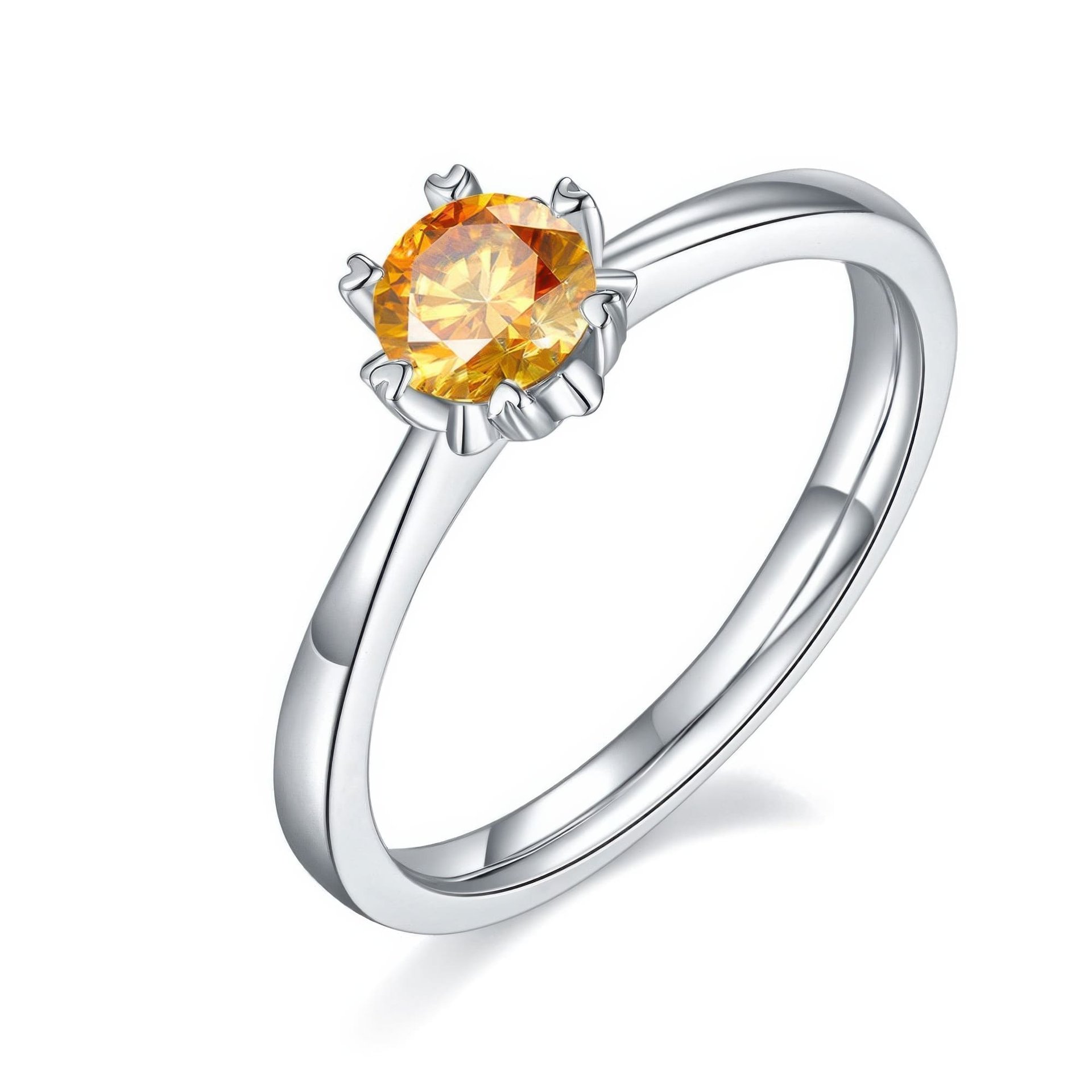 Moissanite Solitaire Ring | Round Brilliant Six-Prong | 925 Sterling Silver - Image 4
