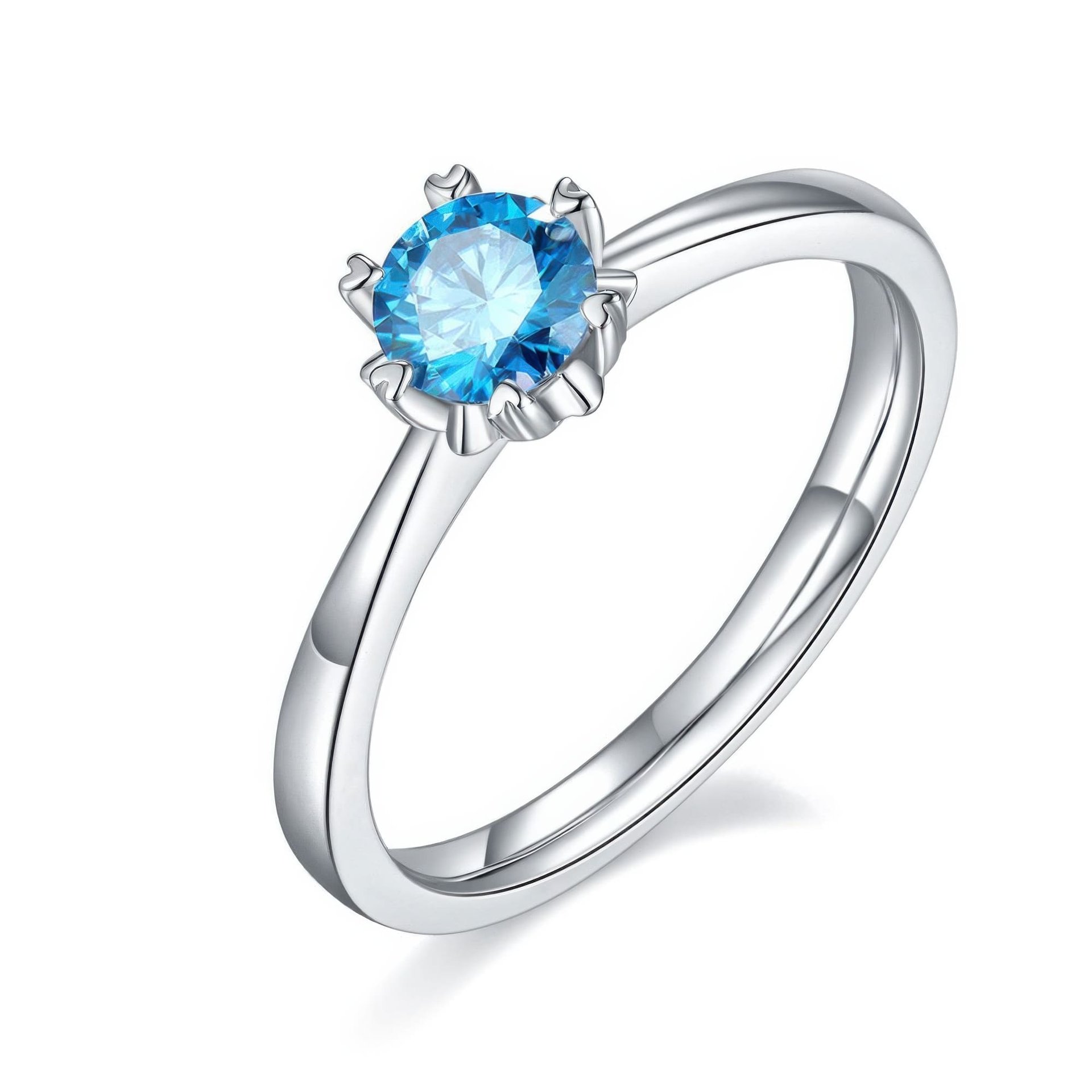 Moissanite Solitaire Ring | Round Brilliant Six-Prong | 925 Sterling Silver - Image 5