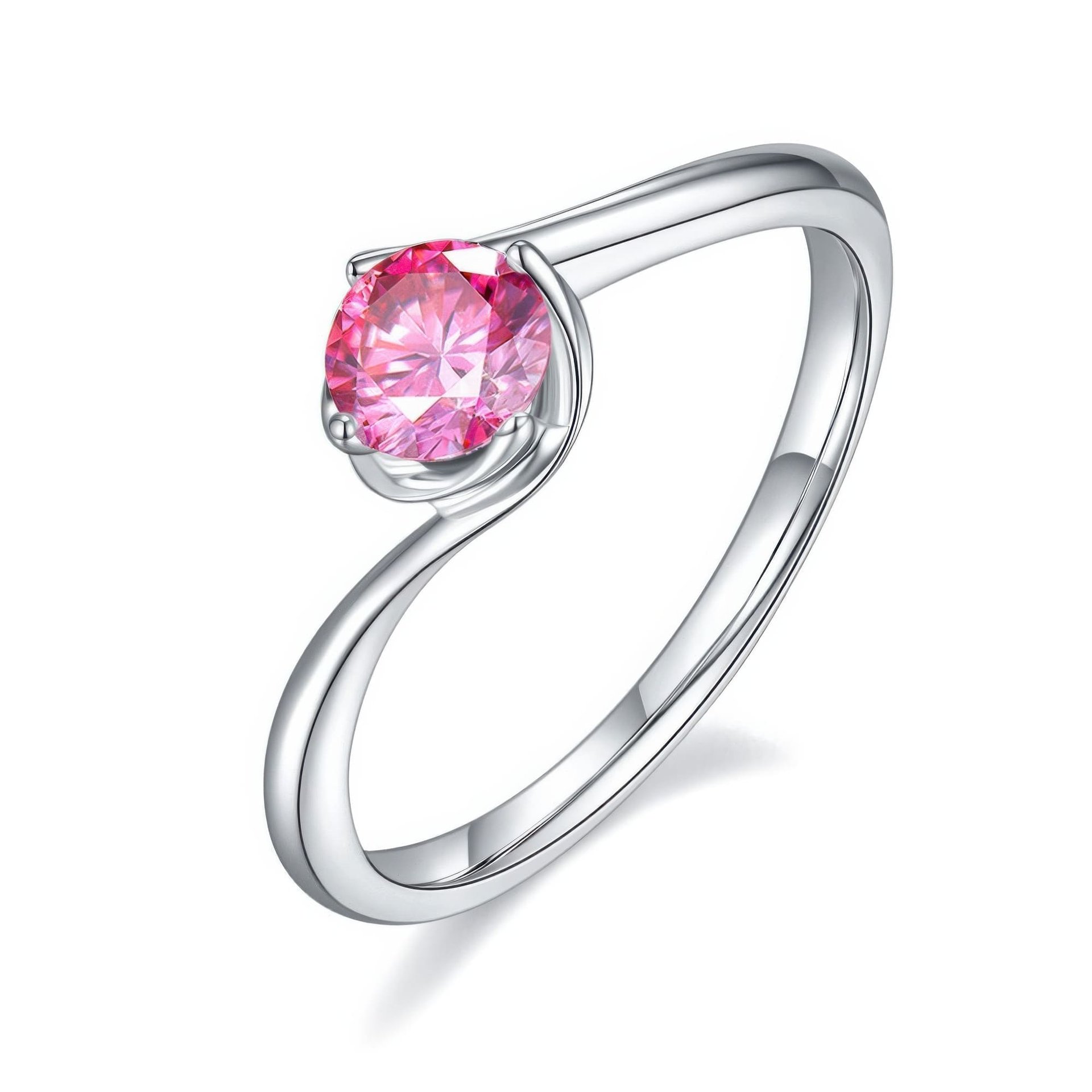 Moissanite Bypass Solitaire Ring | Round Brilliant Swirl Setting | 925 Sterling Silver - Image 3