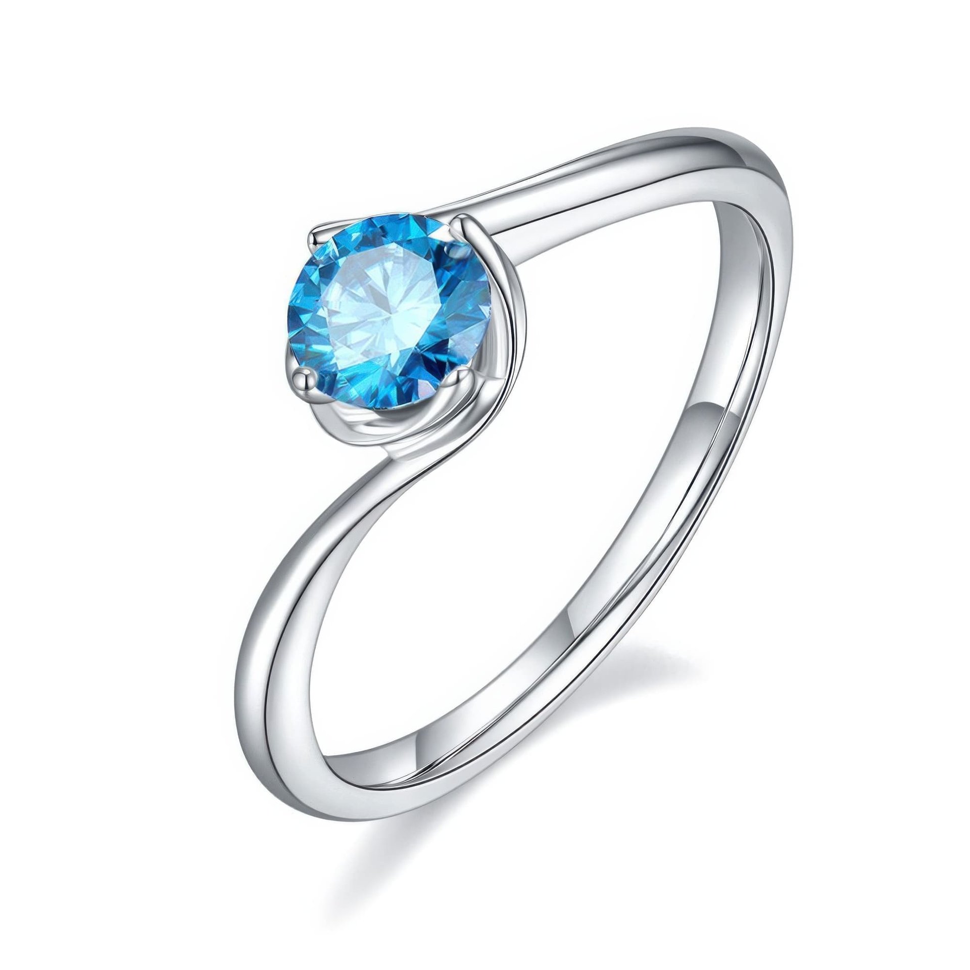 Moissanite Bypass Solitaire Ring | Round Brilliant Swirl Setting | 925 Sterling Silver - Image 4