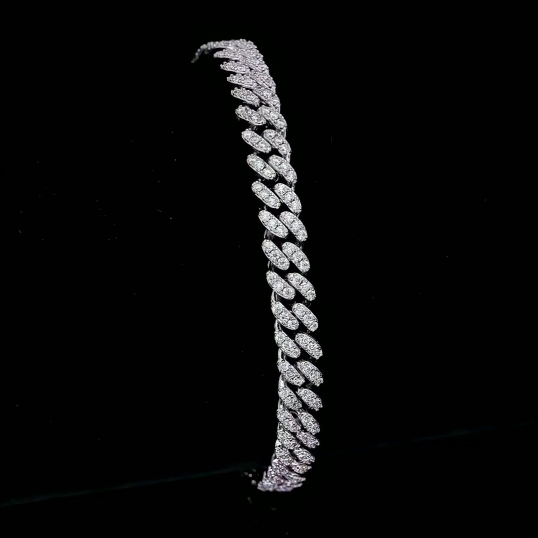 12mm Iced-Out Moissanite Cuban Link Bracelet | 925 Sterling Silver | DEF VVS Pave product video thumbnail