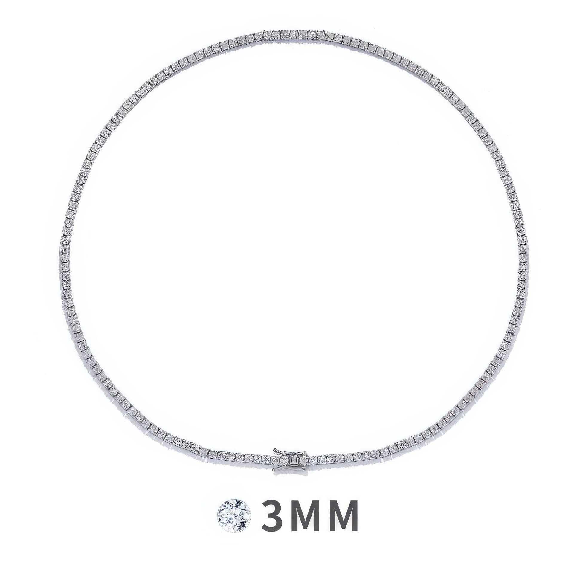 3mm Moissanite Tennis Necklace | Single-Row Round-Cut 925 Silver Chain