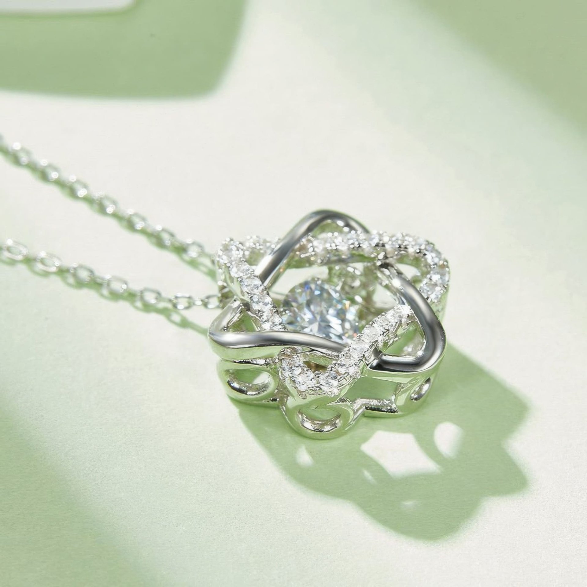 Star Moissanite Pendant Necklace | Floating Round Solitaire | Pave Six-Point Sterling Silver - Image 5