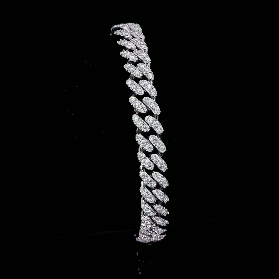12mm Moissanite Cuban Link Chain Necklace | Iced-Out 925 Sterling Silver | Rhodium Plated product video thumbnail