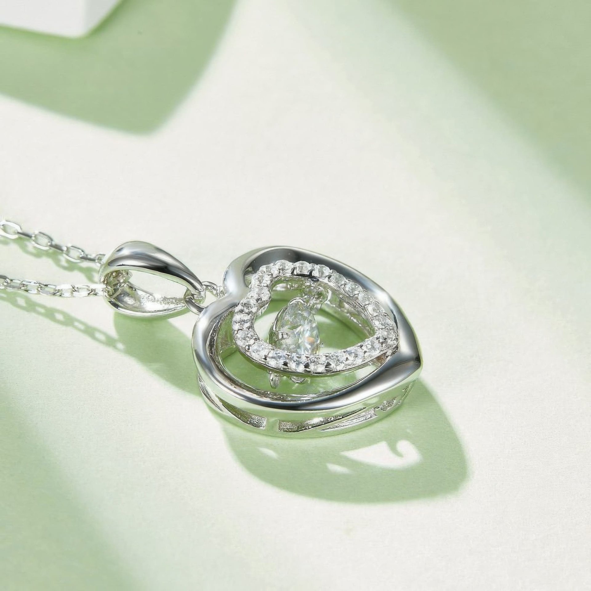 Heart Moissanite Pendant Necklace | 0.5ct Round Center | 925 Sterling Silver - Image 5