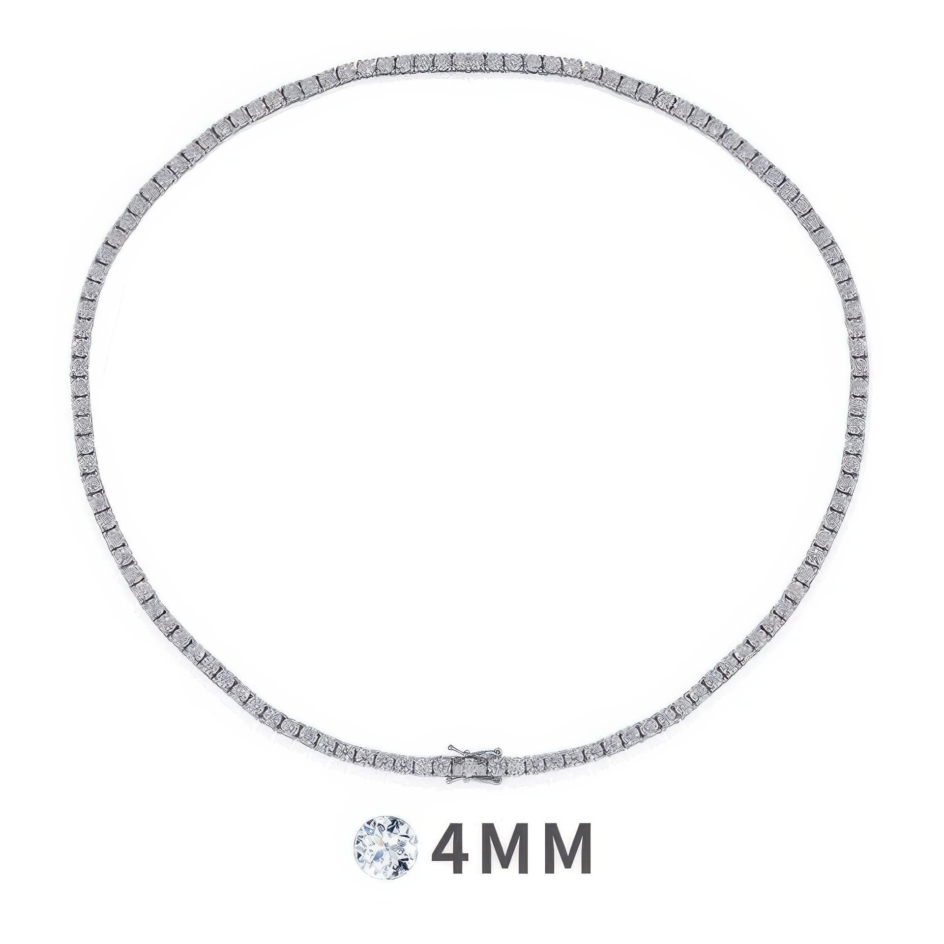 4mm Round-Cut Moissanite Tennis Necklace | DEF Colorless VVS in 925 Sterling Silver