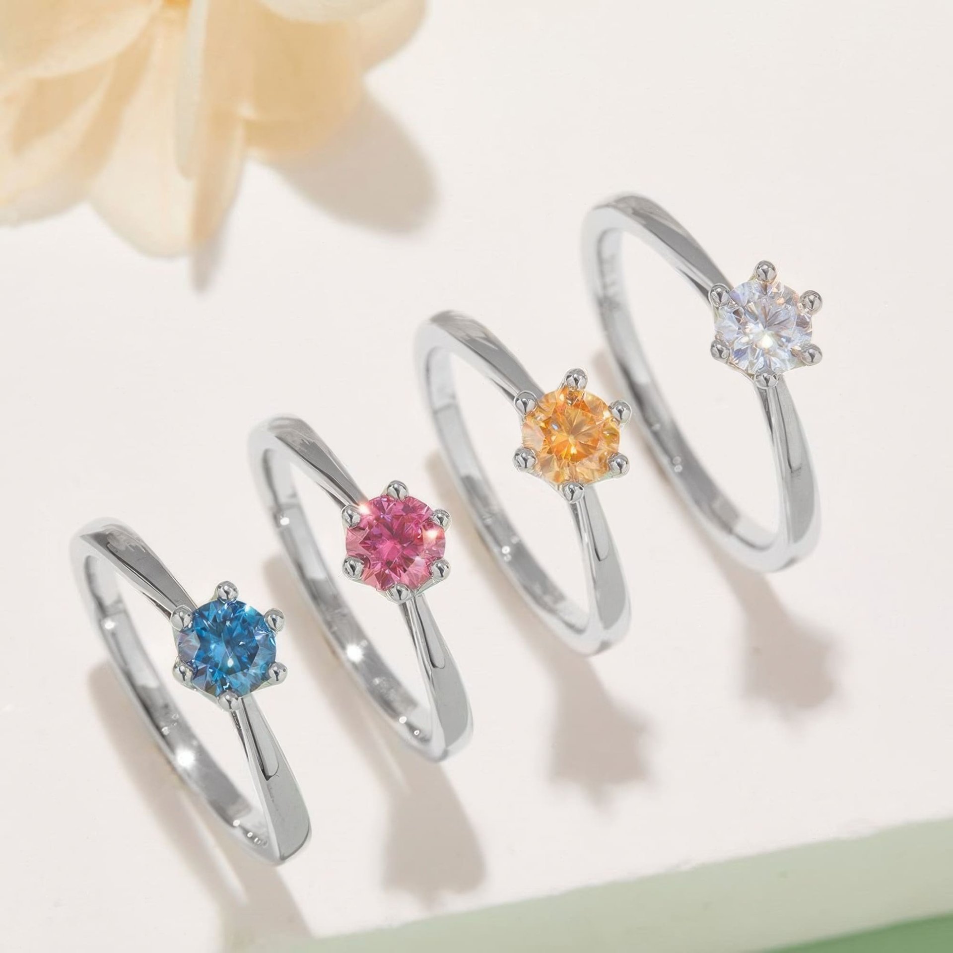 Round Moissanite Solitaire Ring | 0.5ct DEW Six-Prong | 925 Sterling Silver | Color Options - Image 2