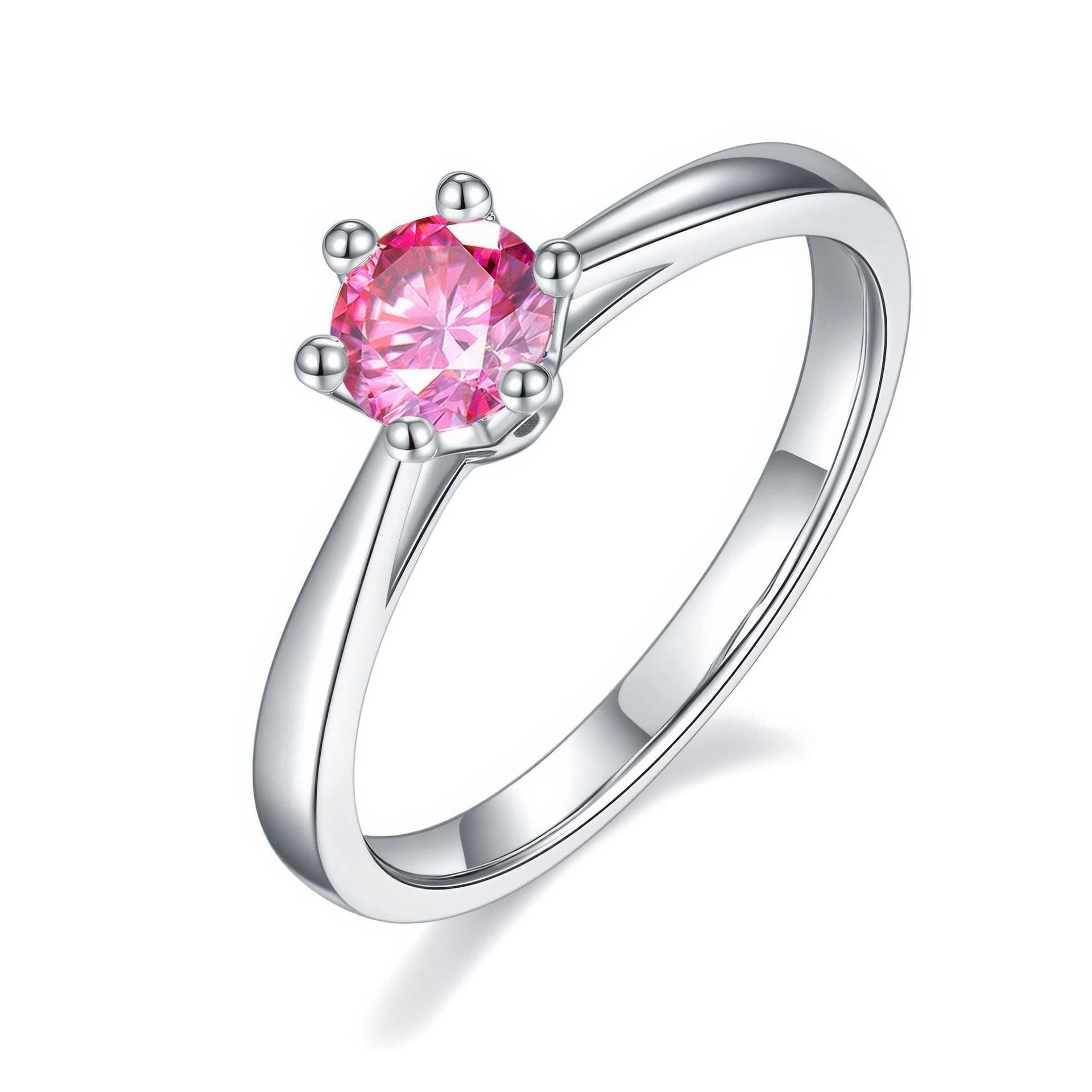 Round Moissanite Solitaire Ring | 0.5ct DEW Six-Prong | 925 Sterling Silver | Color Options - Image 3