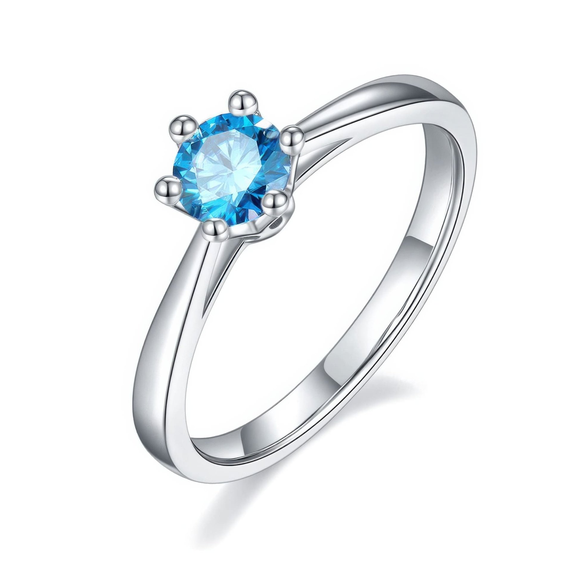 Round Moissanite Solitaire Ring | 0.5ct DEW Six-Prong | 925 Sterling Silver | Color Options - Image 5