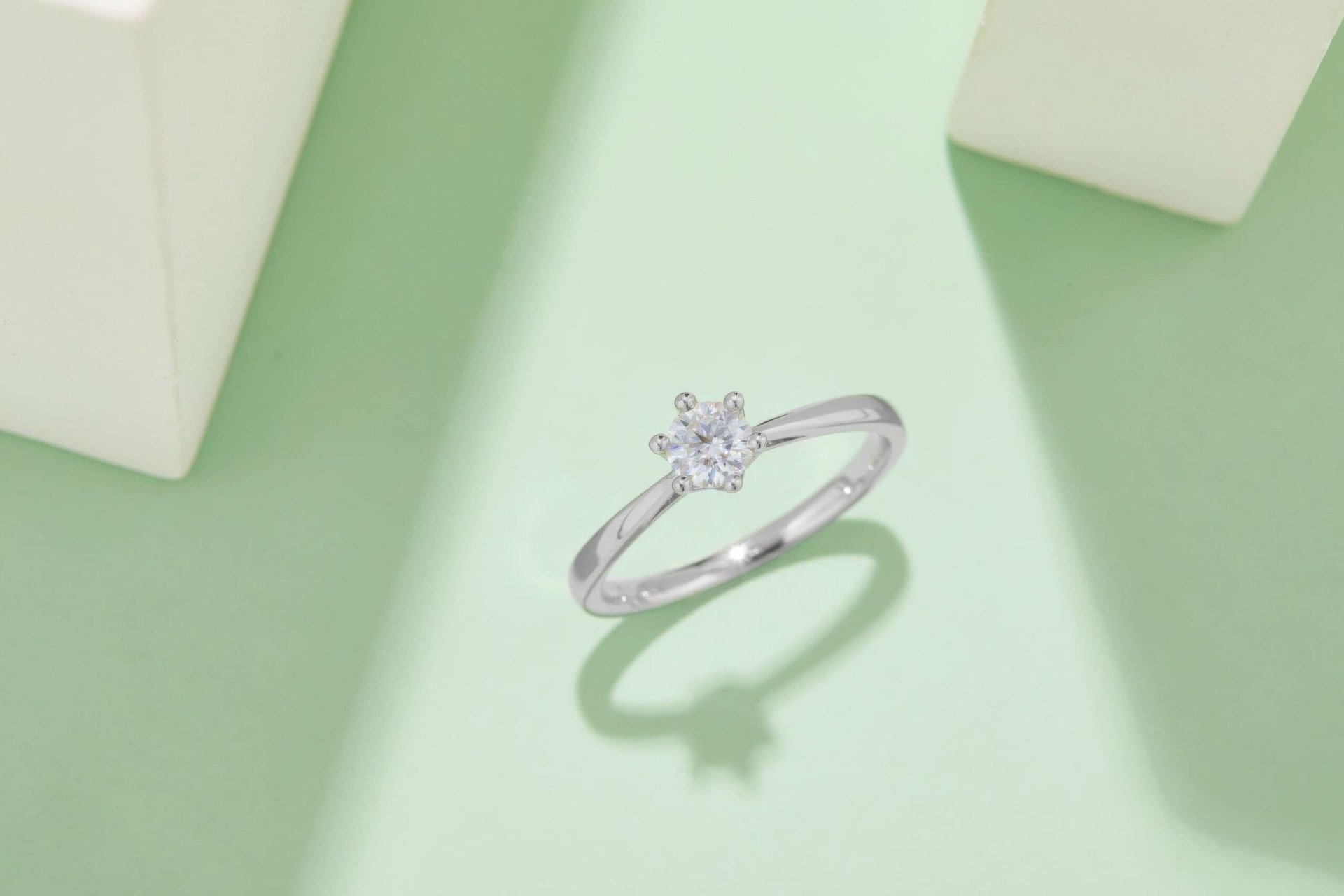Round Moissanite Solitaire Ring | 0.5ct DEW Six-Prong | 925 Sterling Silver | Color Options - Image 6