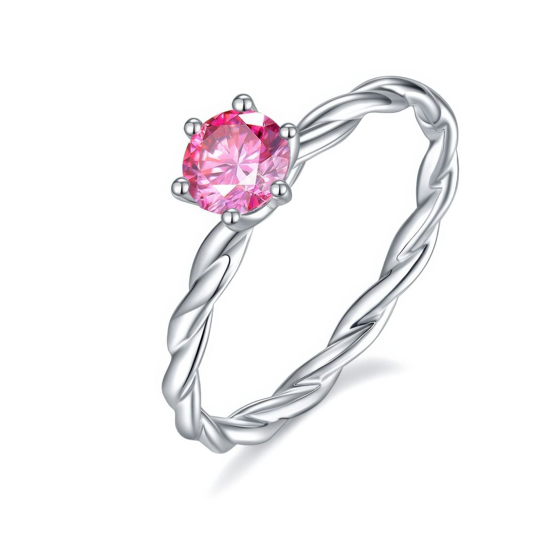 Twisted Rope Moissanite Ring | 0.5ct DEW Round Solitaire | 925 Sterling Silver | Color Options - Image 4