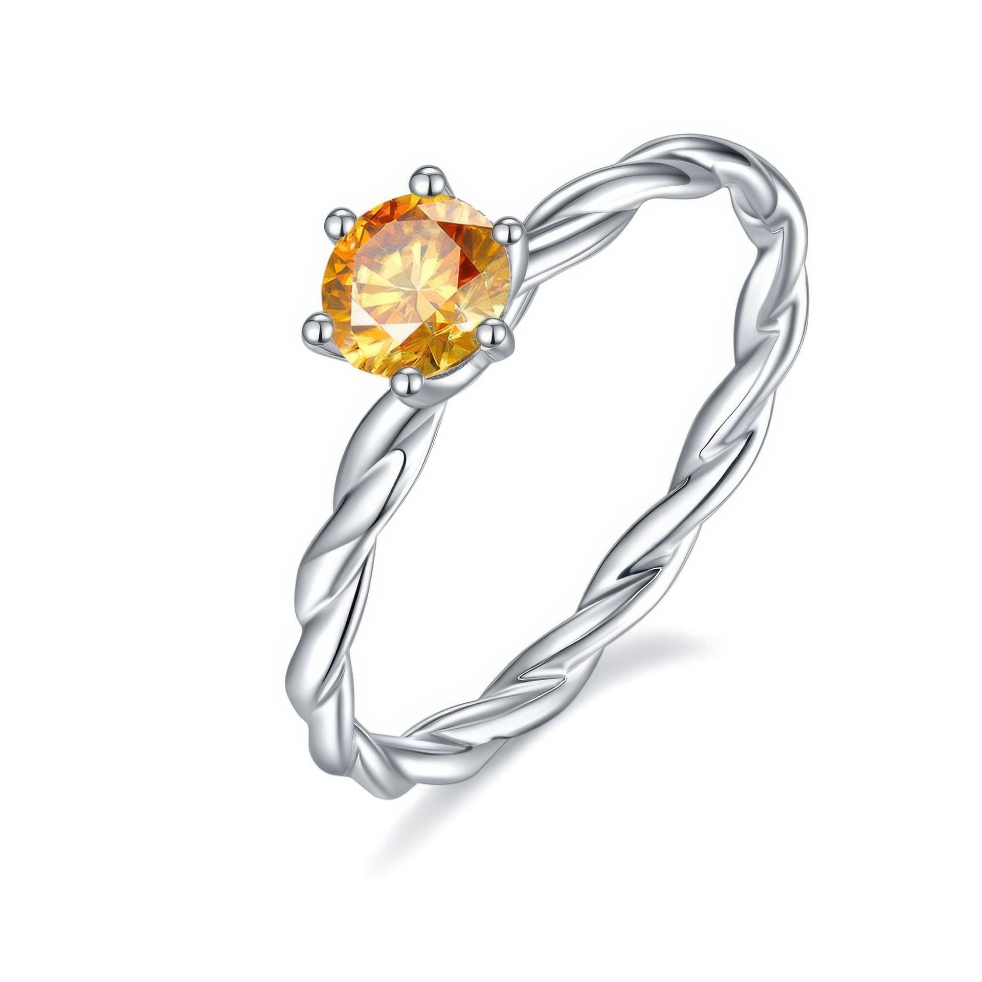 Twisted Rope Moissanite Ring | 0.5ct DEW Round Solitaire | 925 Sterling Silver | Color Options - Image 5