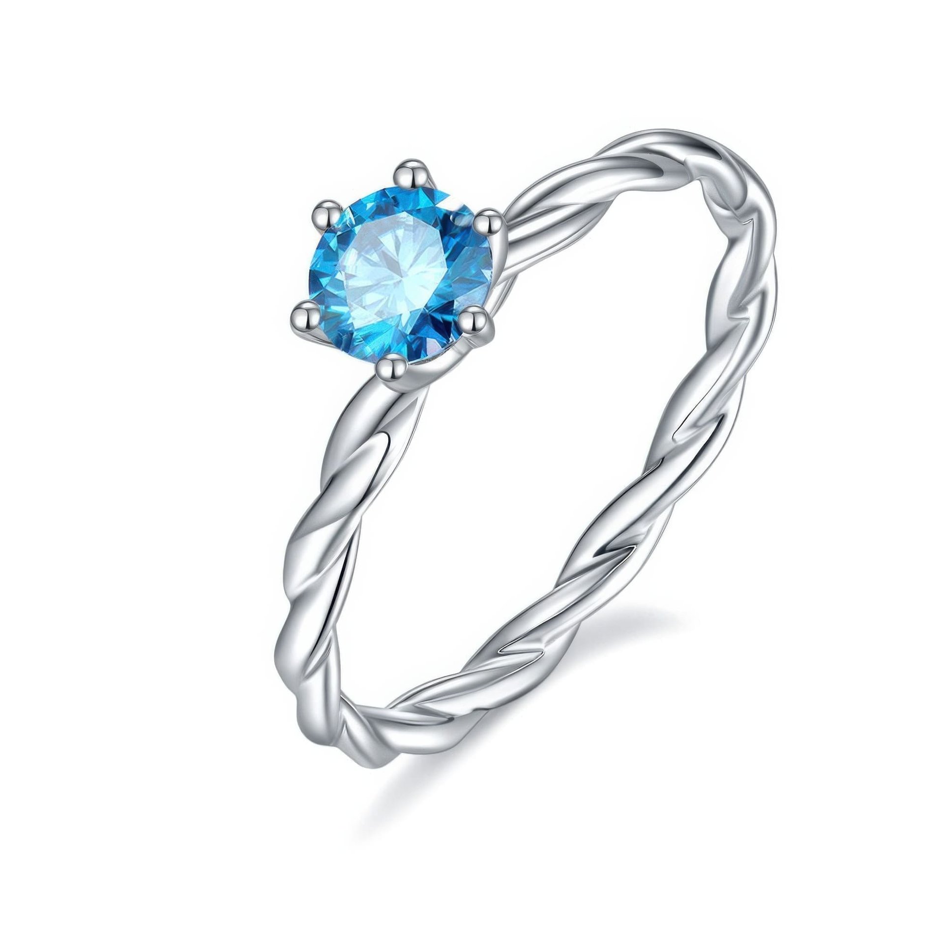 Twisted Rope Moissanite Ring | 0.5ct DEW Round Solitaire | 925 Sterling Silver | Color Options - Image 6