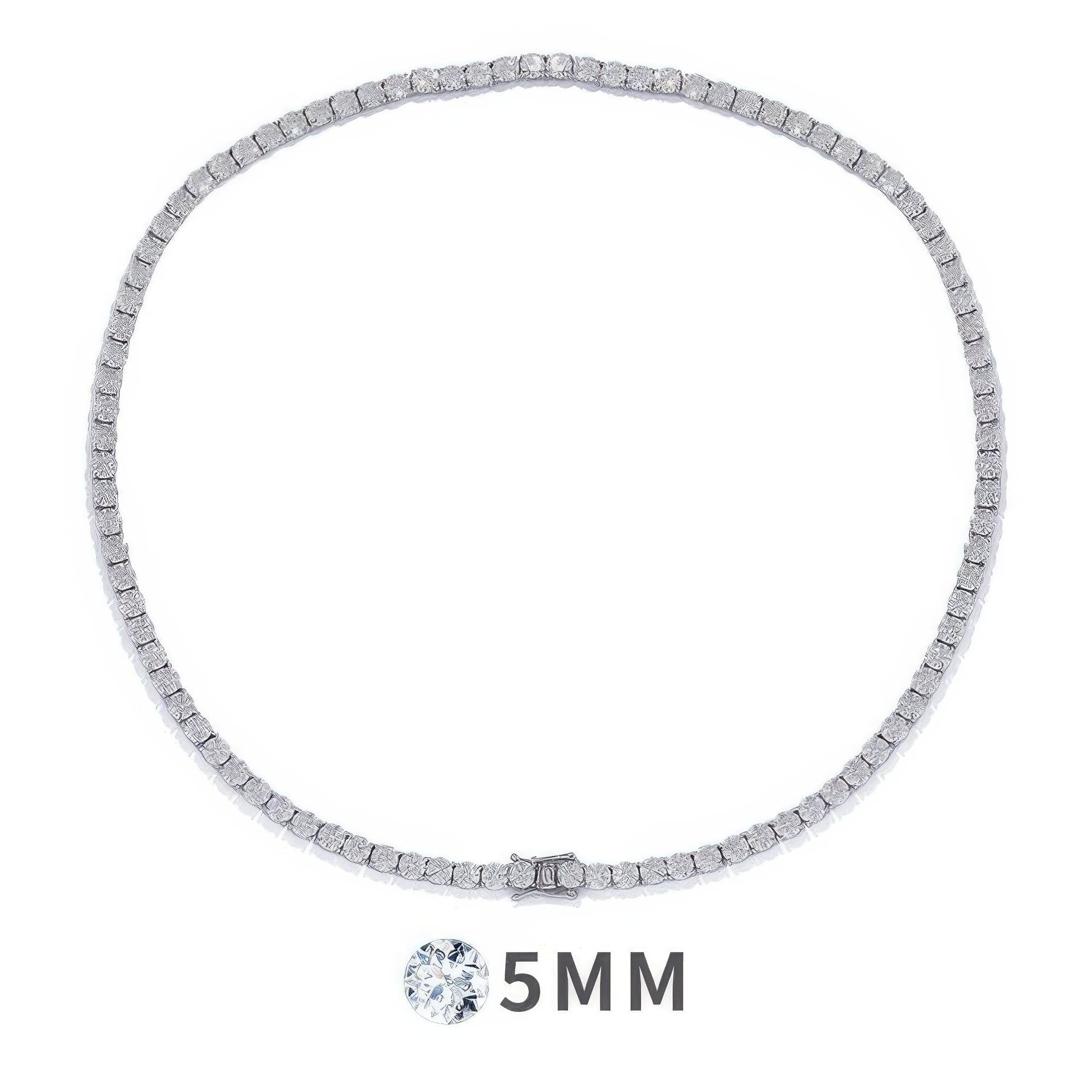 5mm Moissanite Tennis Necklace | Round-Cut 0.5ct DEW Line Chain in 925 Sterling Silver