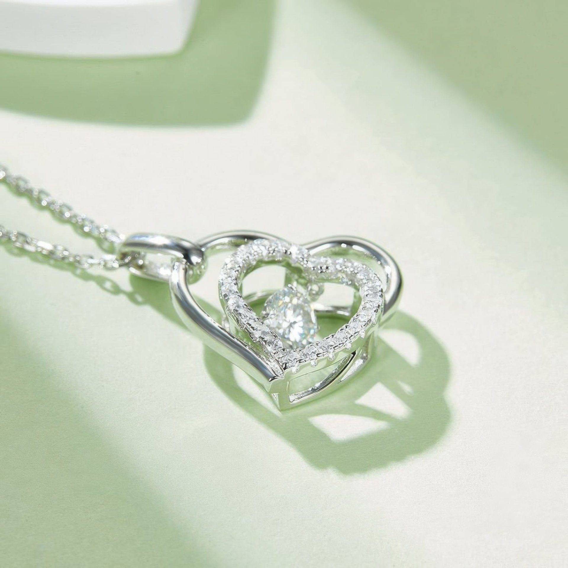 Heart Moissanite Necklace | Double Heart Outline | 0.5ct Round 925 Silver - Image 5
