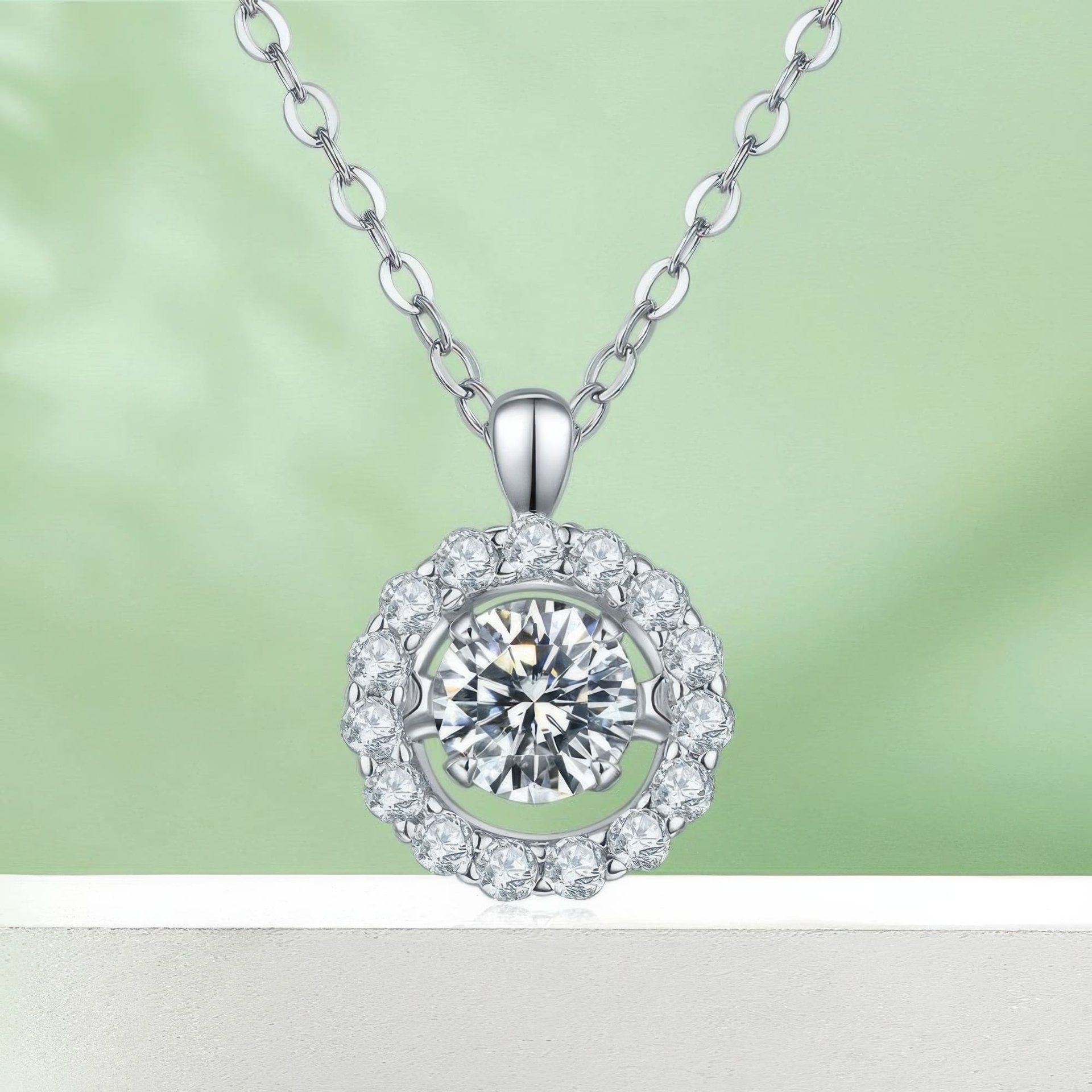 Floating Halo Moissanite Necklace | 0.5ct DEW Round-Cut Pendant in 925 Sterling Silver - Image 6
