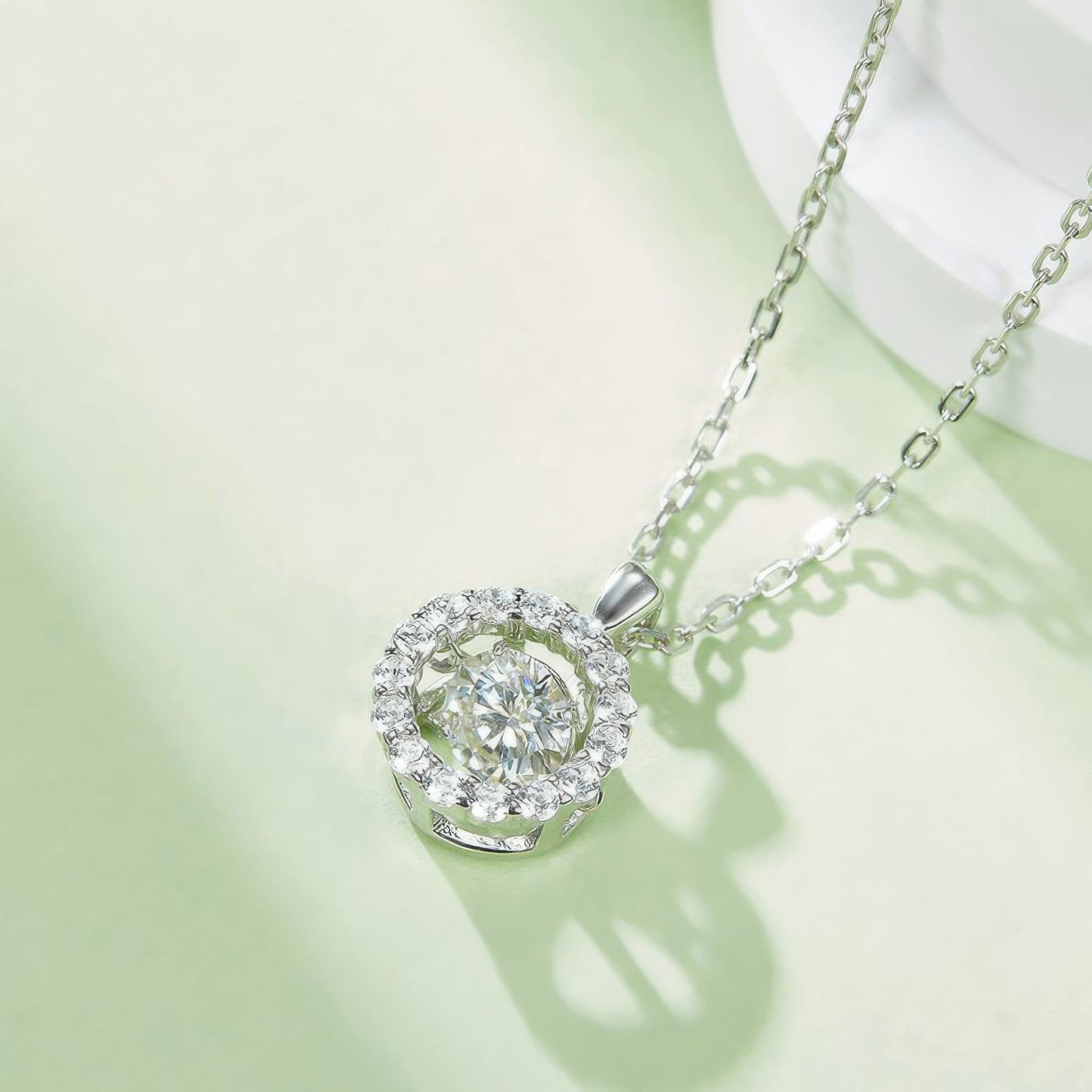 Floating Halo Moissanite Necklace | 0.5ct DEW Round-Cut Pendant in 925 Sterling Silver - Image 4