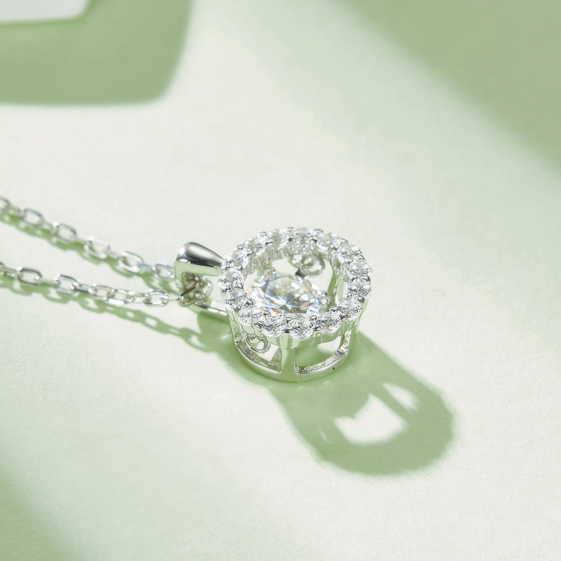 Floating Halo Moissanite Necklace | 0.5ct DEW Round-Cut Pendant in 925 Sterling Silver - Image 5
