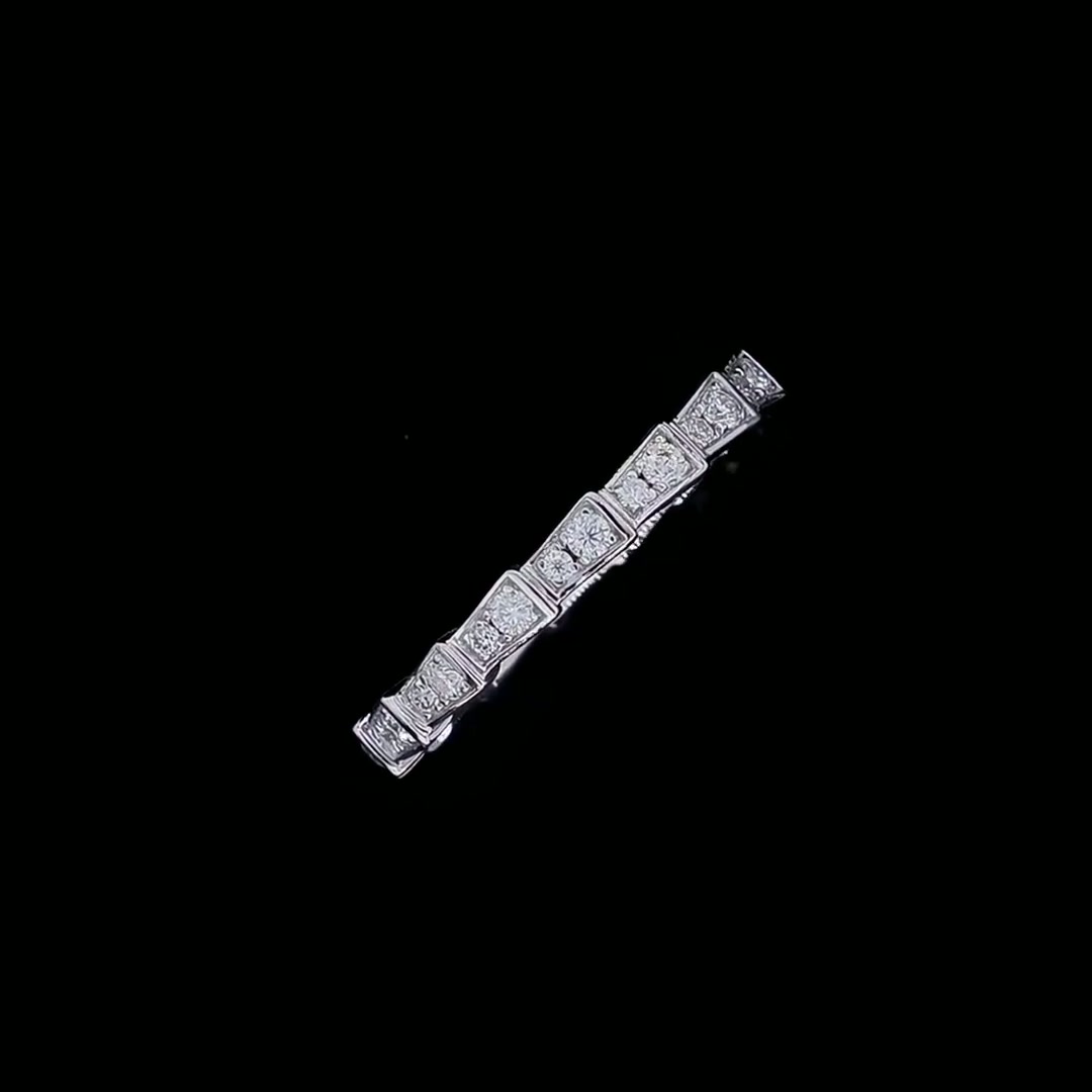 Moissanite Snake Bone Band Ring | Segmented Serpent Scale Design | 925 Sterling Silver Unisex product video thumbnail