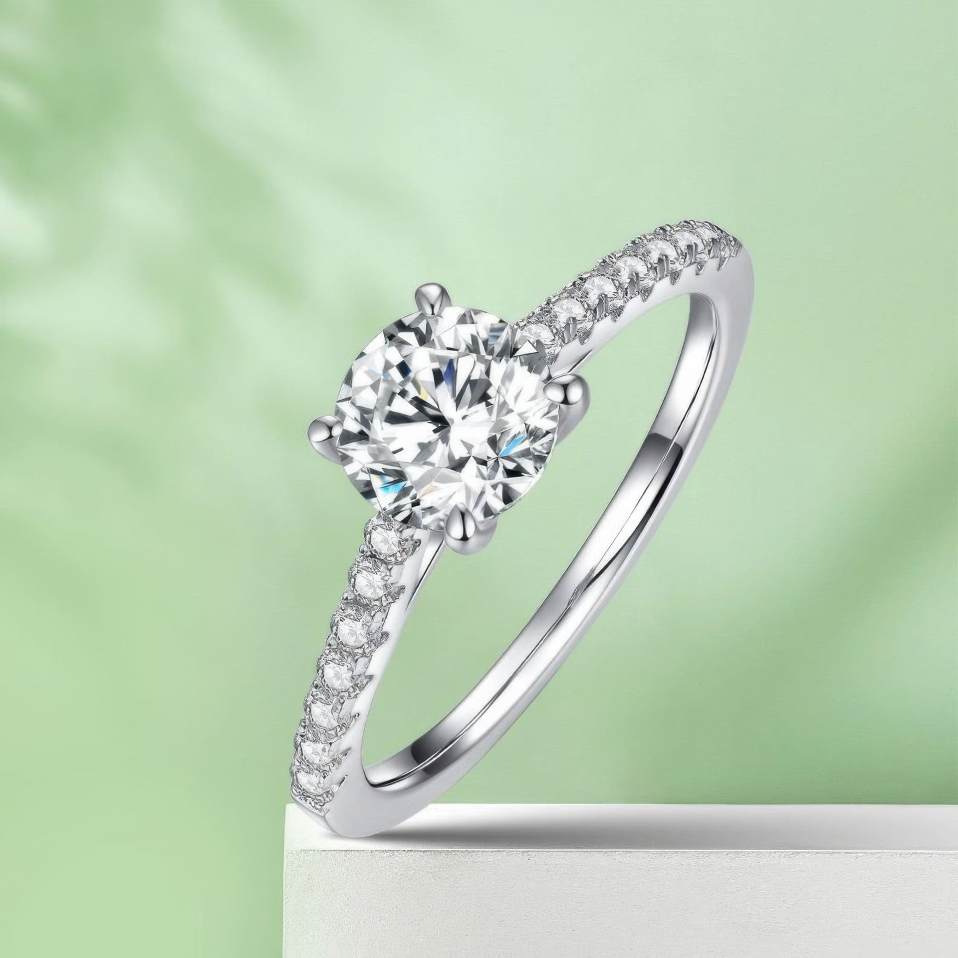 1 Carat Round Moissanite Solitaire Ring | Micro-Pavé Band | DEF VVS - Image 5