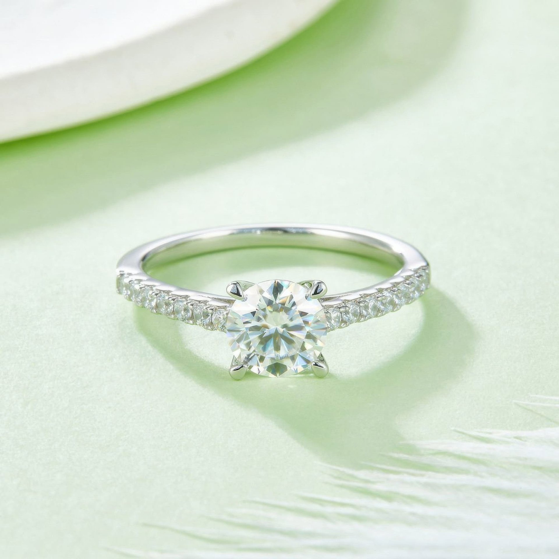 1 Carat Round Moissanite Solitaire Ring | Micro-Pavé Band | DEF VVS - Image 3