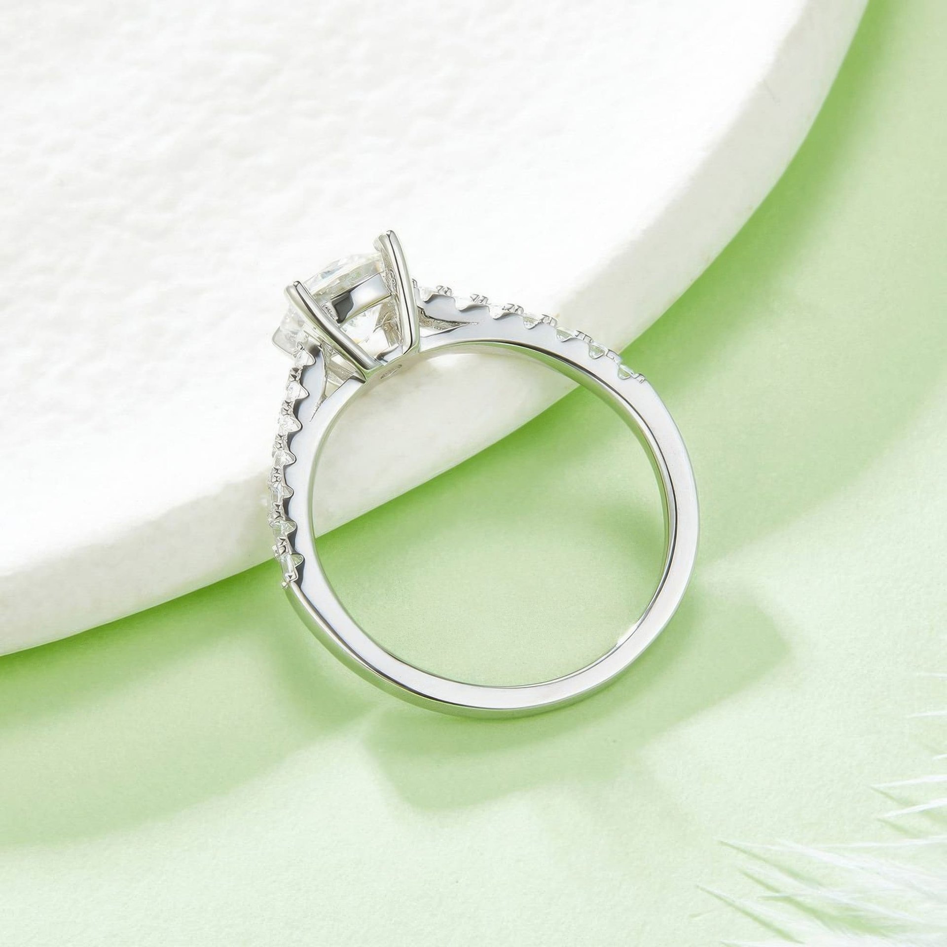 1 Carat Round Moissanite Solitaire Ring | Micro-Pavé Band | DEF VVS - Image 4