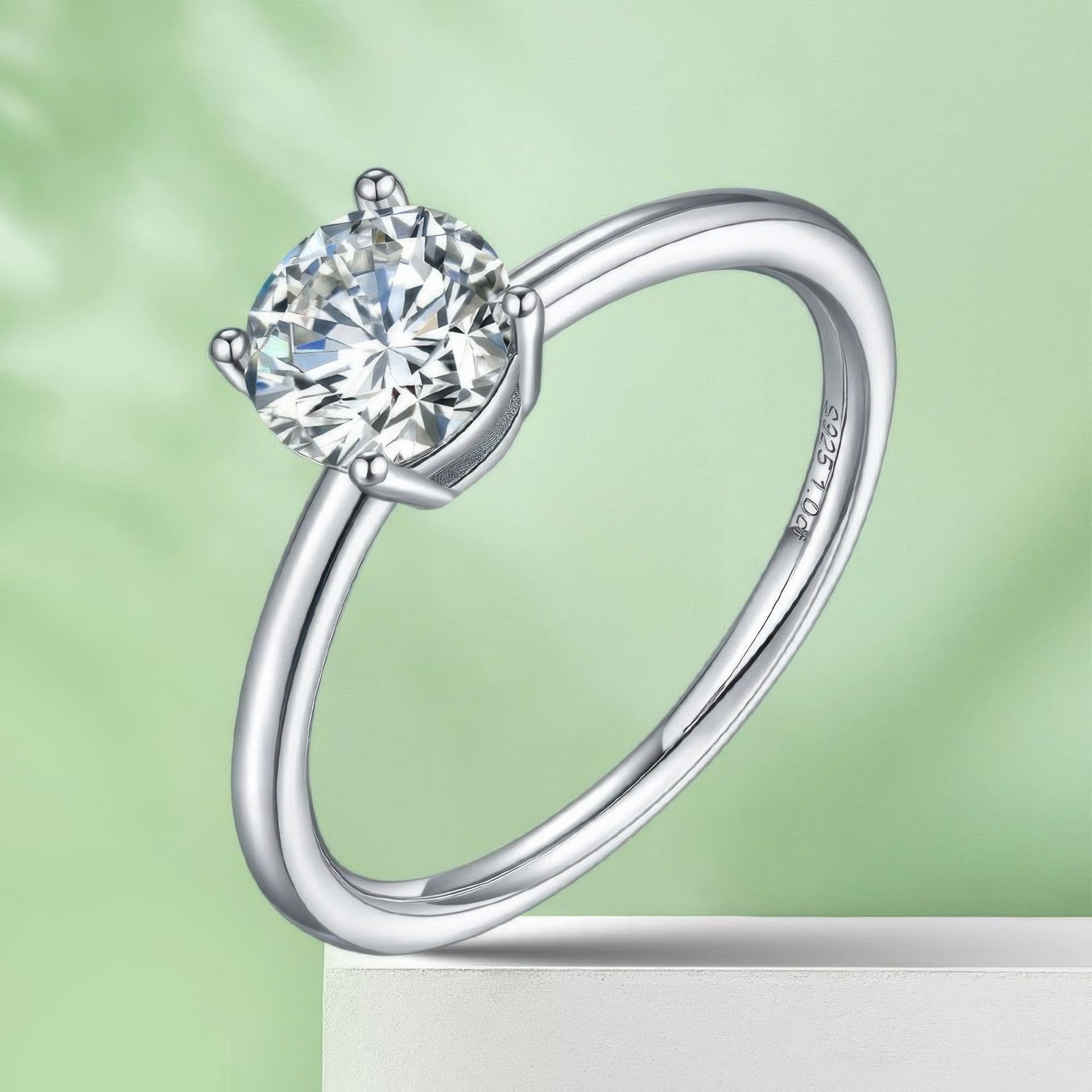 1 Carat Moissanite Solitaire Engagement Ring | Round Cut 4-Prong 925 Sterling Silver - Image 5
