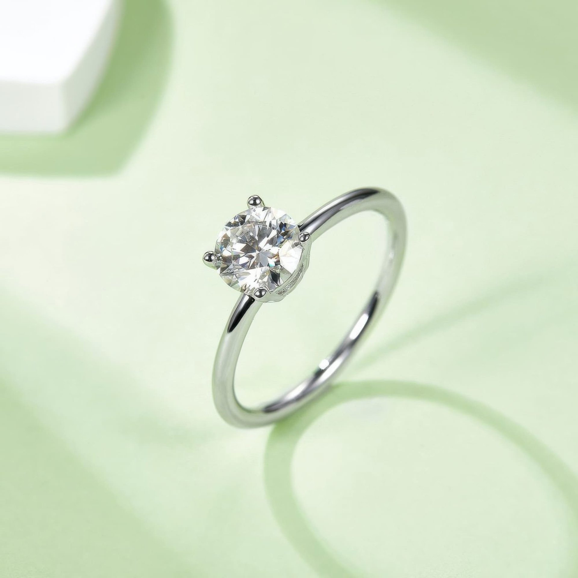 1 Carat Moissanite Solitaire Engagement Ring | Round Cut 4-Prong 925 Sterling Silver - Image 3